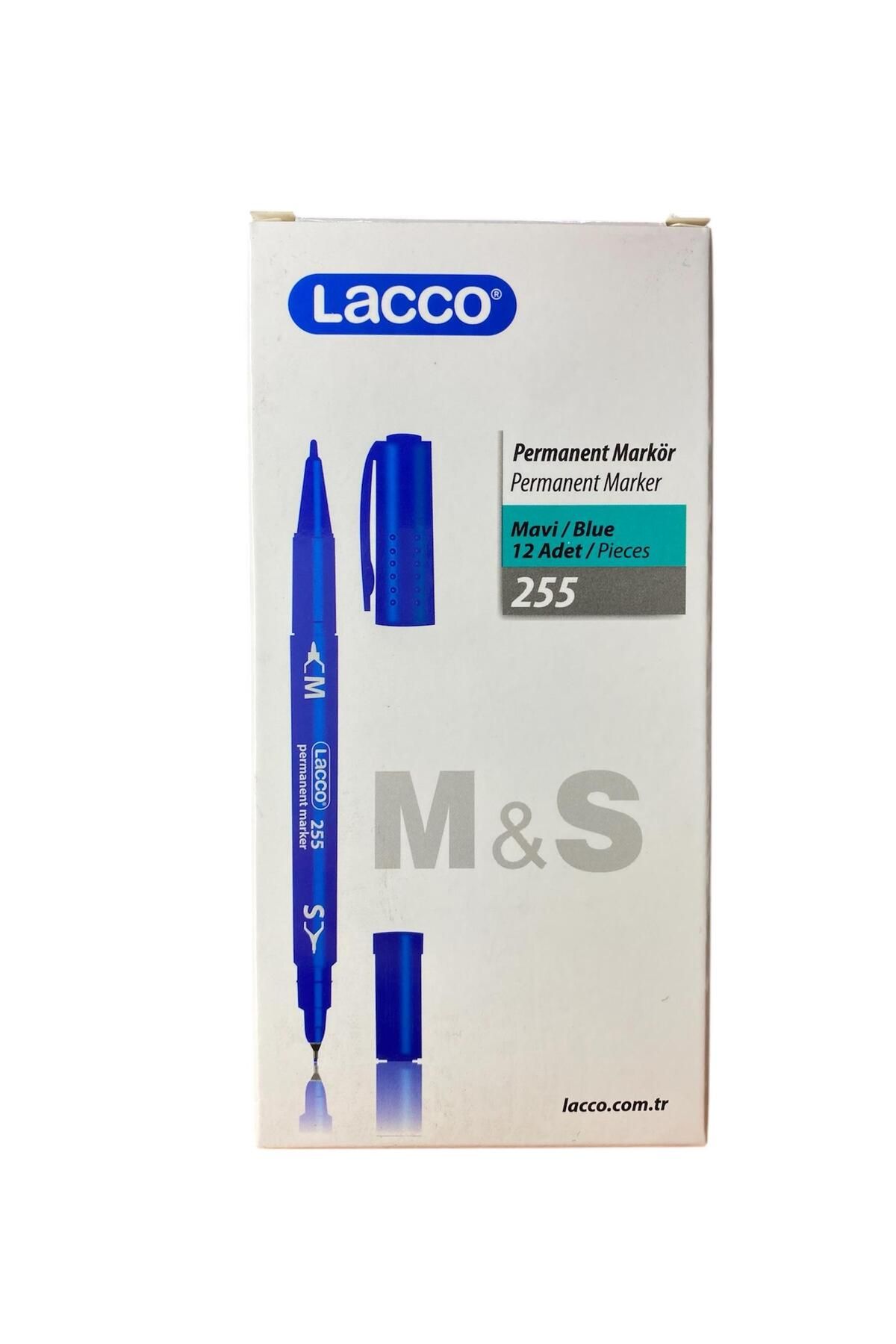 Lacco 255-2 LACCO ÇİFT UÇLU CD KALEMİ MAVİ 12 Lİ