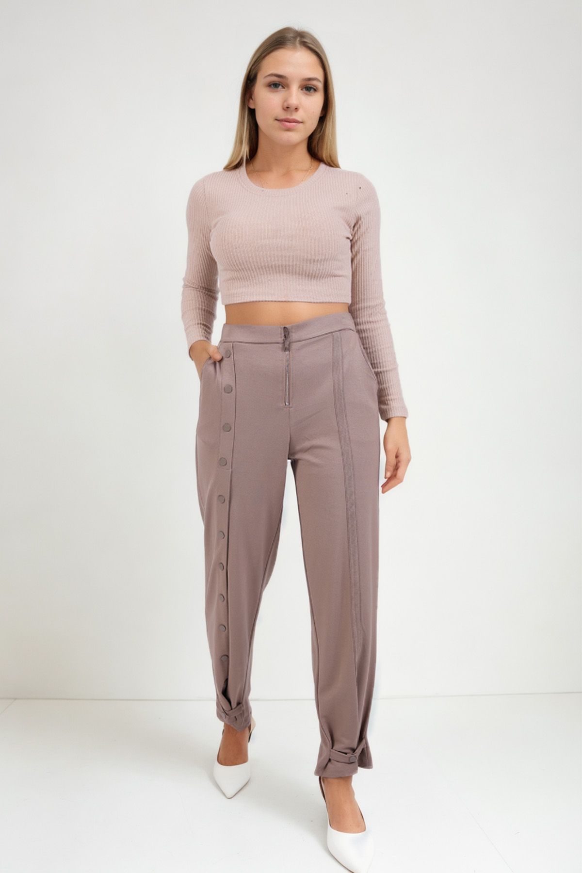 Vitrin-Modal Fabric Trousers with Button Front Zipper 2