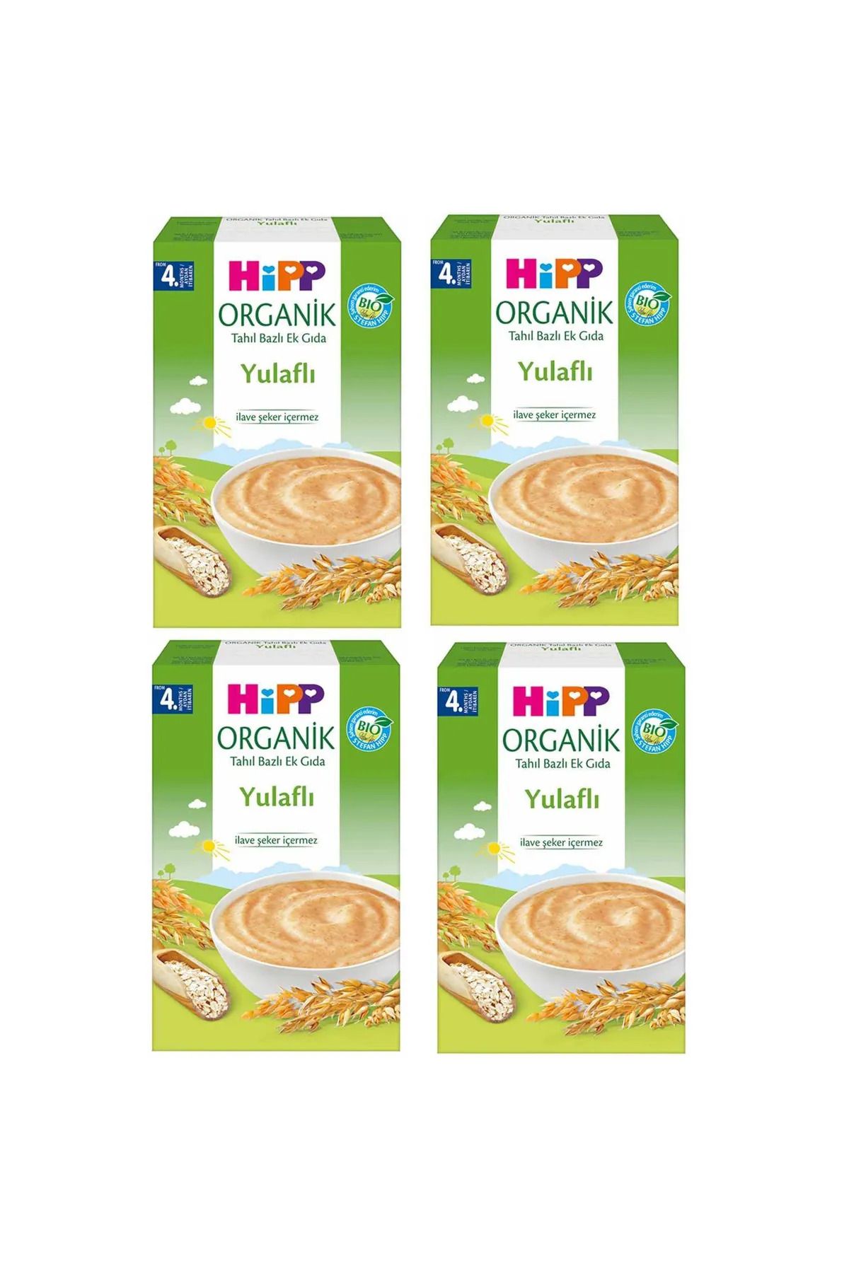 Hipp Organik Yulaflı Tahıl Bazlı Ek Gıda 200 GR +4 Ay 4`lü Avantaj Paketi (800 GR)