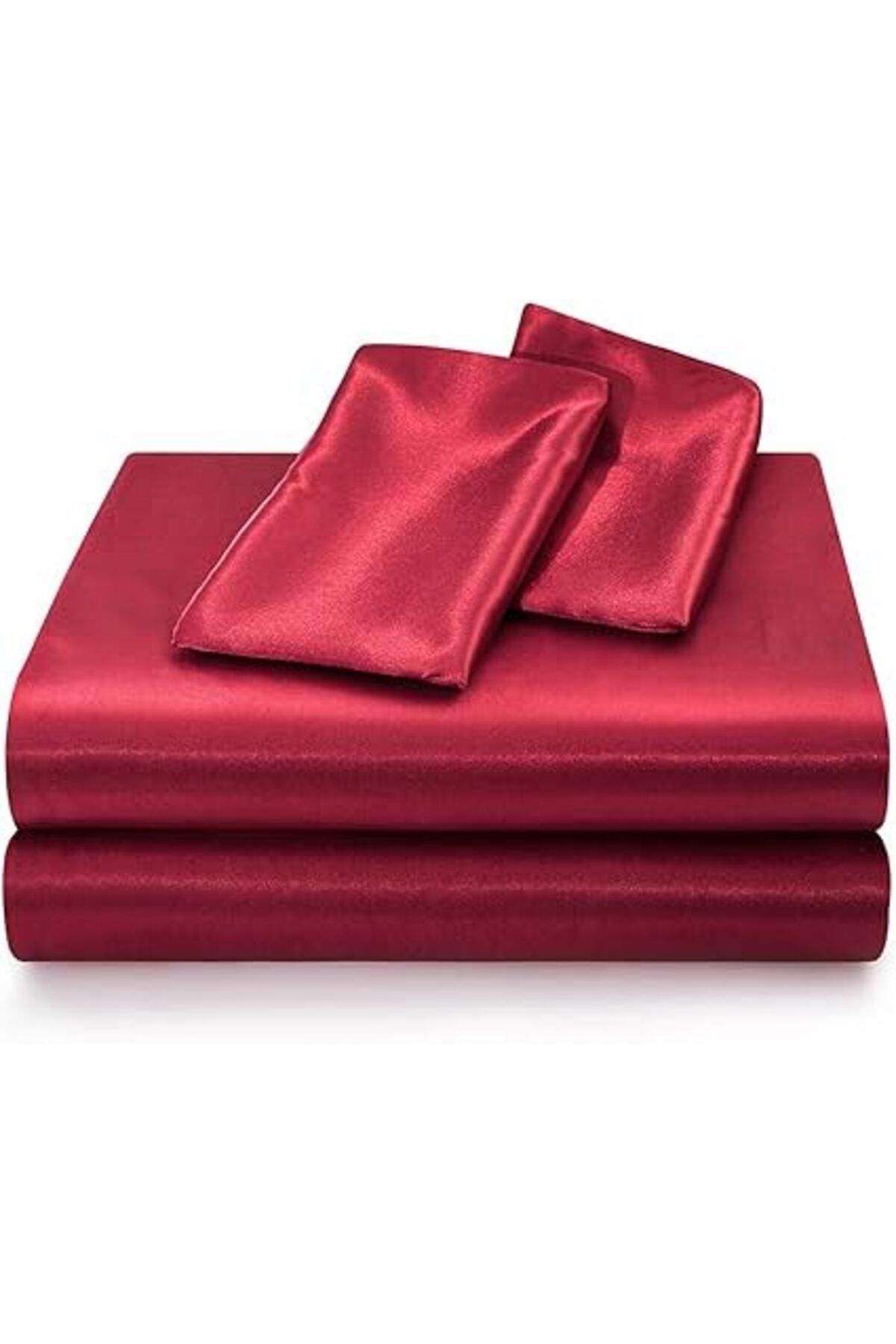 fulina-Satin Bed Sheets 4 PC King Size, Red Silk Sheet (1 Fitted Sheet,1 Flat Sheet,2 Pillowcase) 6