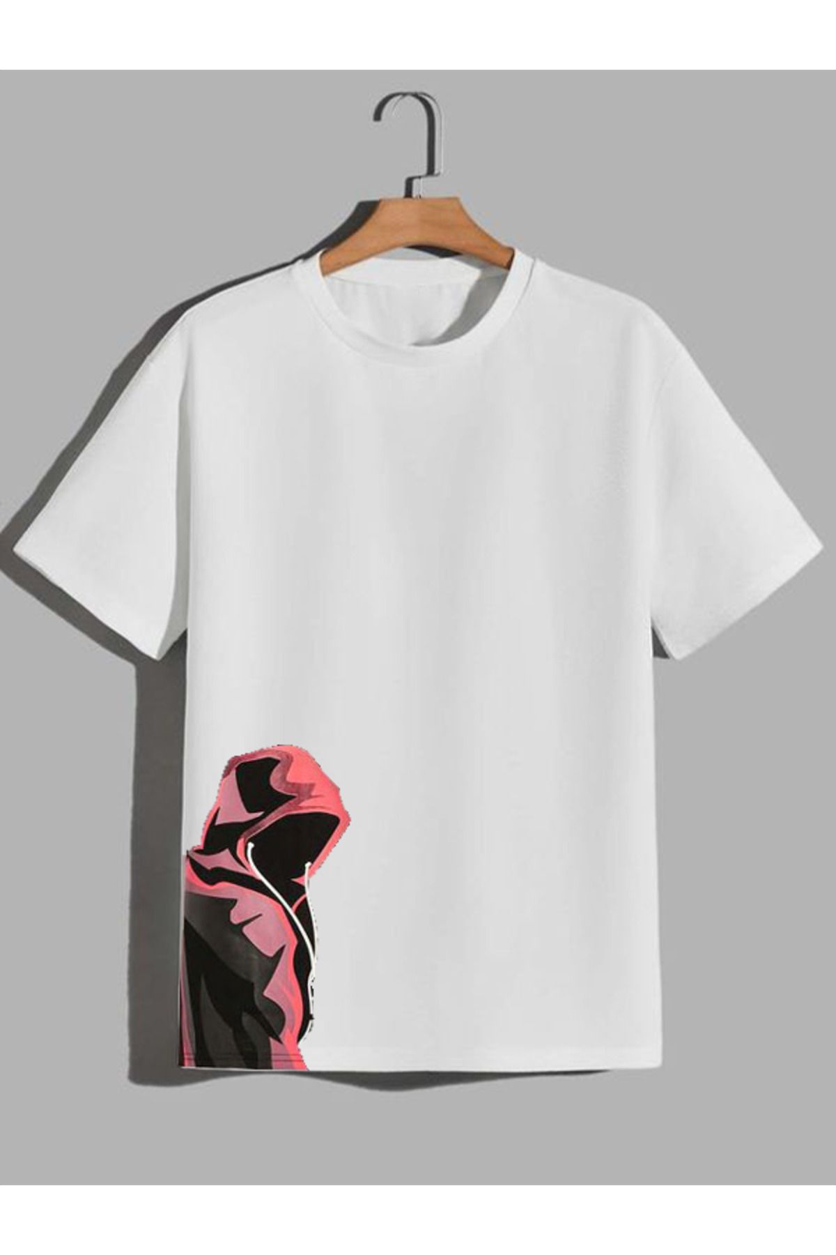 JAMPY Unisex Oversize Hırsız Baskılı Beyaz T-shirt