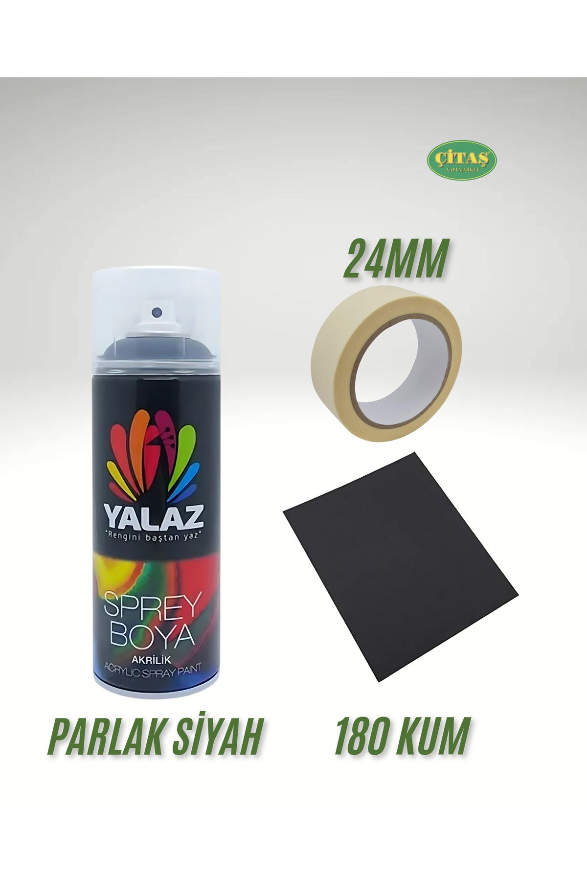 YALAZ BOYA 400ML PARLAK SİYAH SPREY BOYA SETİ