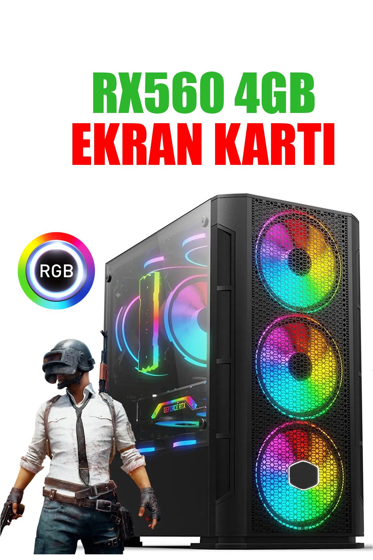 Dmc N257 (PUBG,GTA 5 ) AMD Ryzen 5 3600 16GB RAM,512GB SSD,Rx560 4GB Masaüstü Oyuncu Bilgisayarı