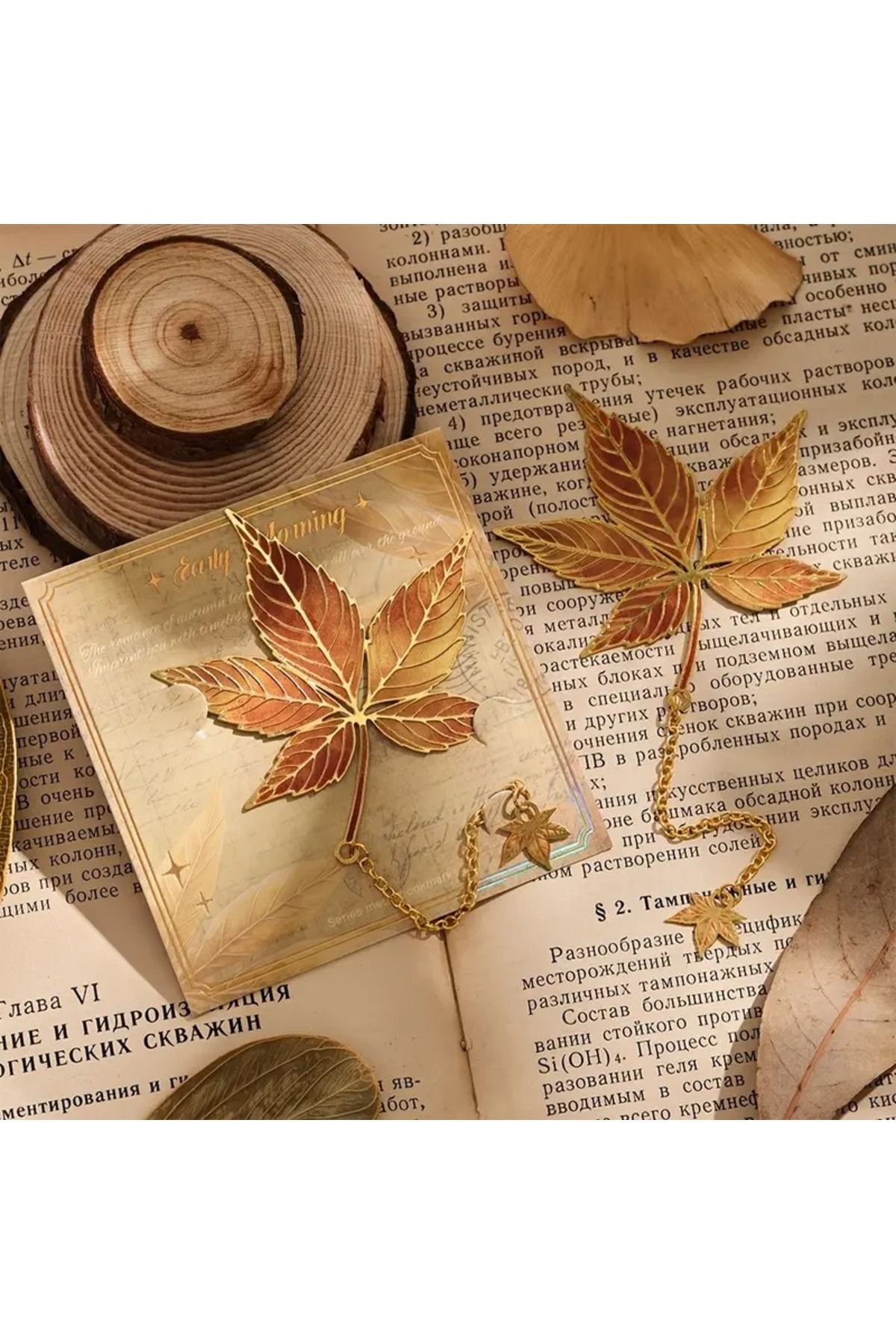 GlassySKY 1 Adet Vintage Sonbahar Yaprakları Oymalı Bronz Metal Kitap Ayraç Öğretmen Yazar Arkadaş Hediye