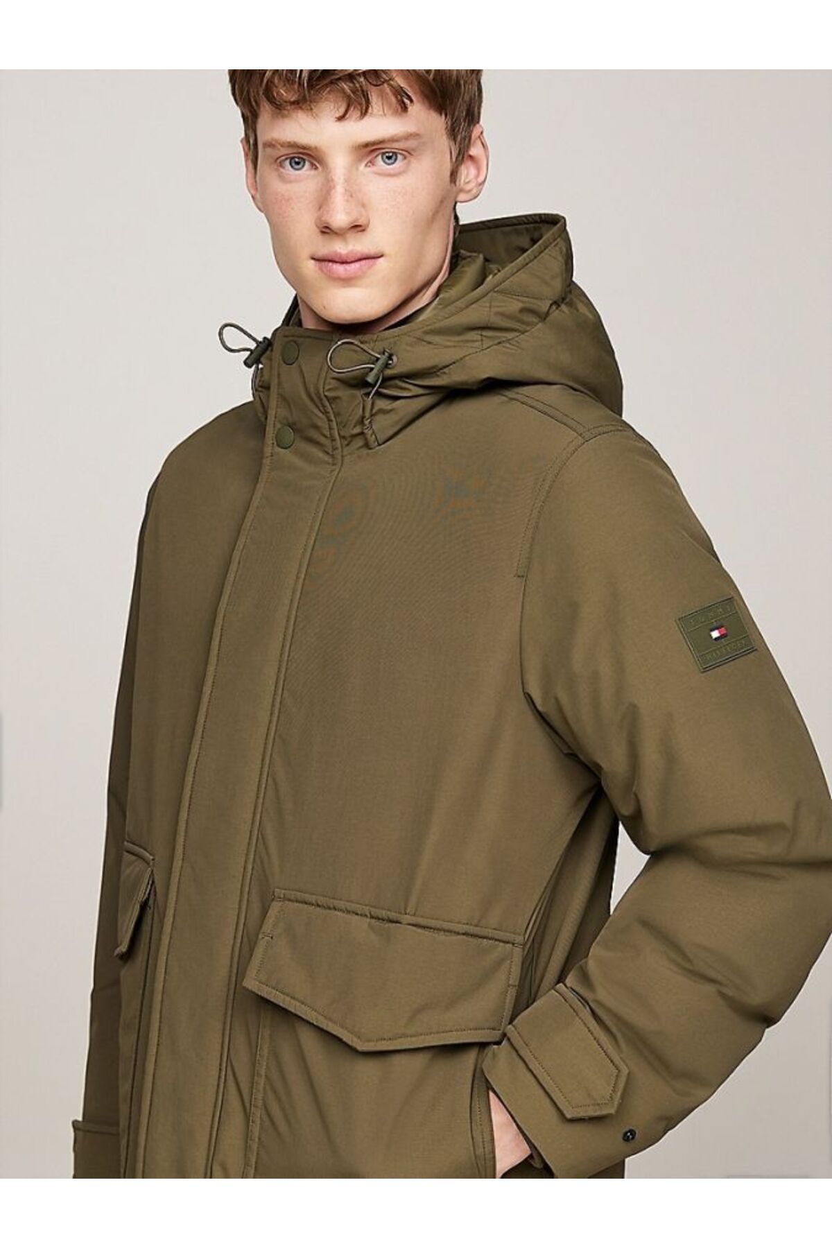 Tommy Hilfiger-Pánsky kabát do vrecka Rockie s kapucňou – khaki 4