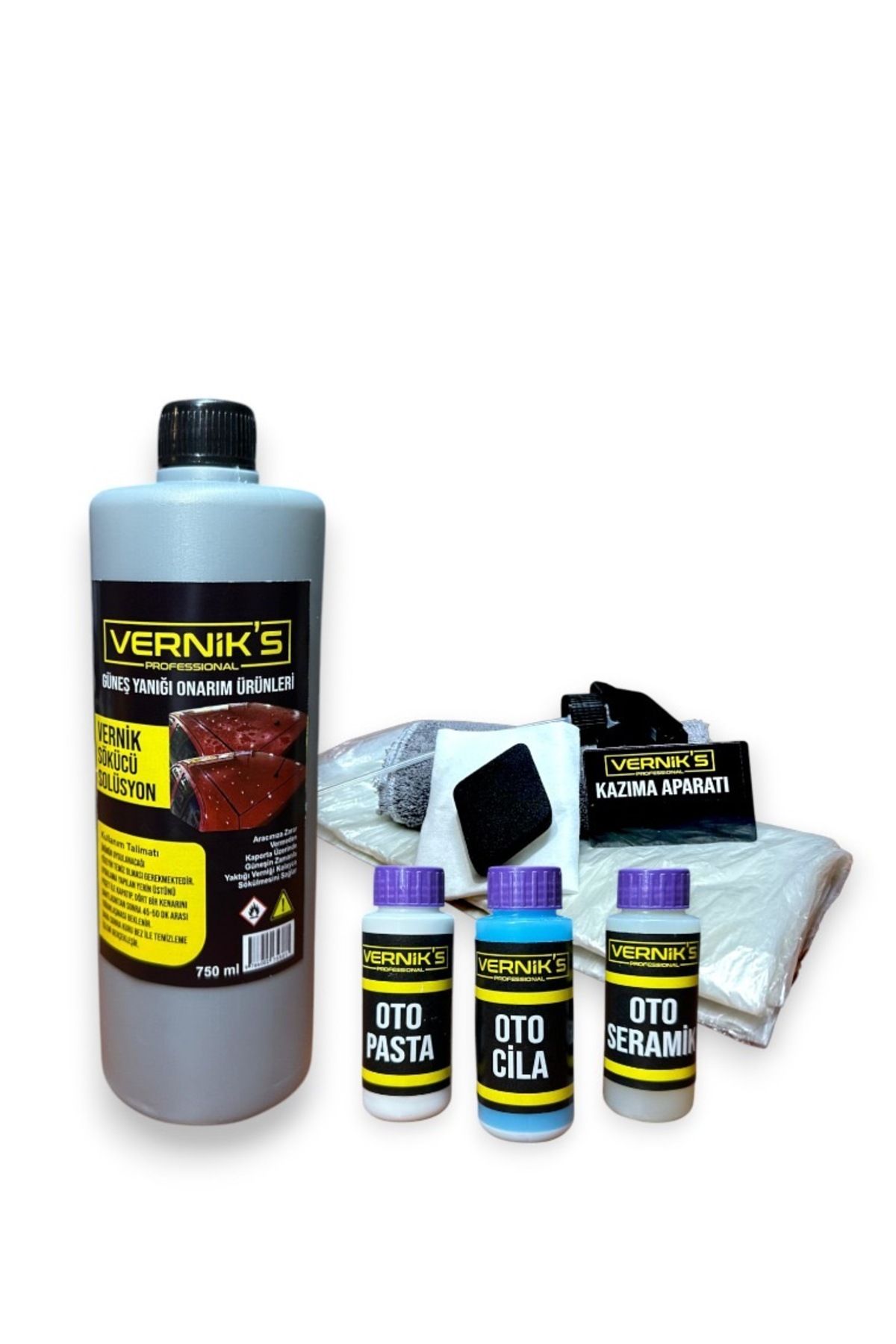 VERNİKS Araç Güneş Yaniği Onarim Seti̇ 750 Ml Verni̇k Sökücü Full Set