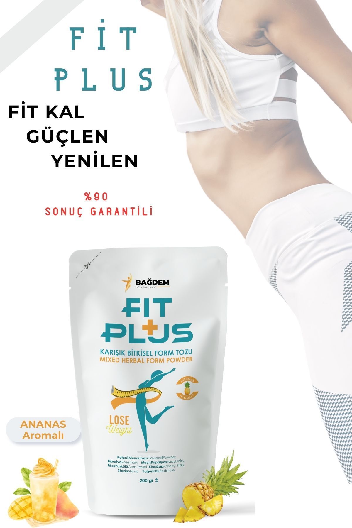 BAĞDEM ANANAS AROMALI KARIŞIK BİTKİSEL FORM TOZU 200 GR