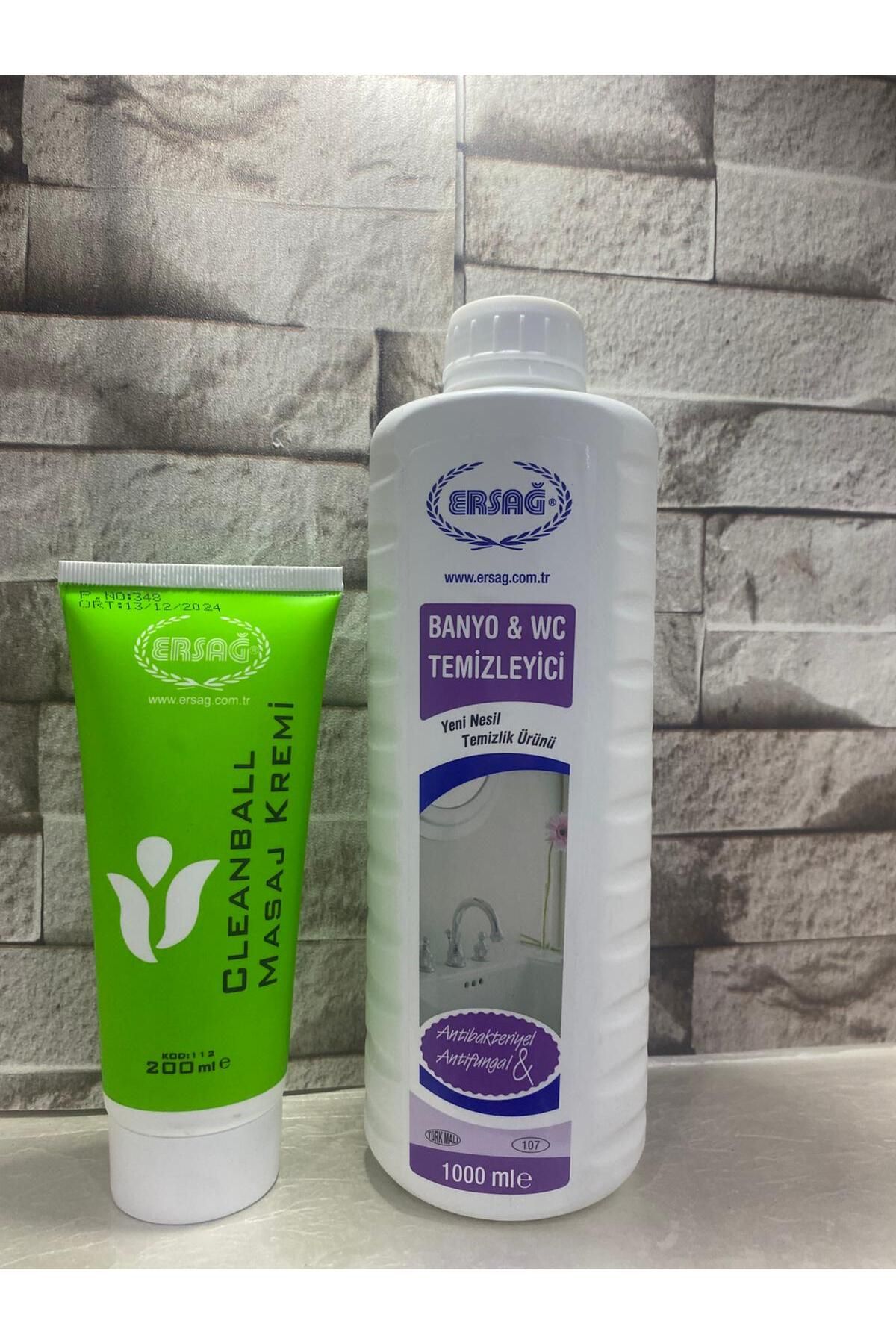 Ersağ Cleanball Masaj Kremi 200ml Alana Banyo wc 1000ML Hediye ASF