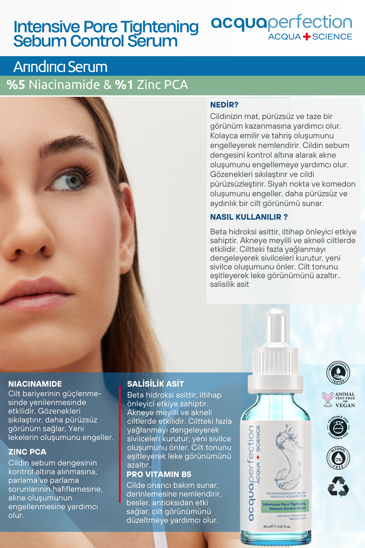 Gözenek Sıkılaştırıcı ve Sebum Dengeleyici Serum, Intensive Pore Tightening 30 ml — ACP0003 — تصویر 8 از 8