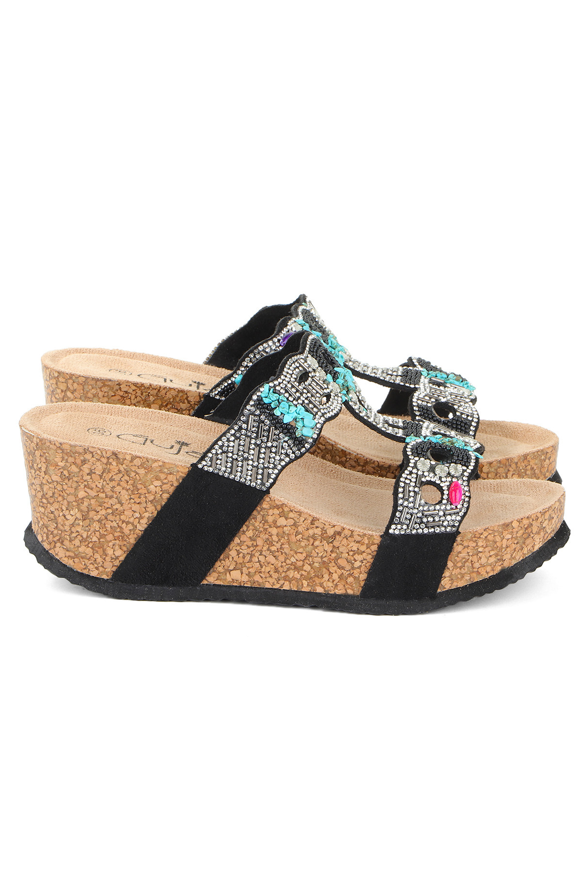 Vojo-Άνετες γυναικείες παντόφλες Gj Giorgia Wedge Heel Stone με λεπτομέρειες 6