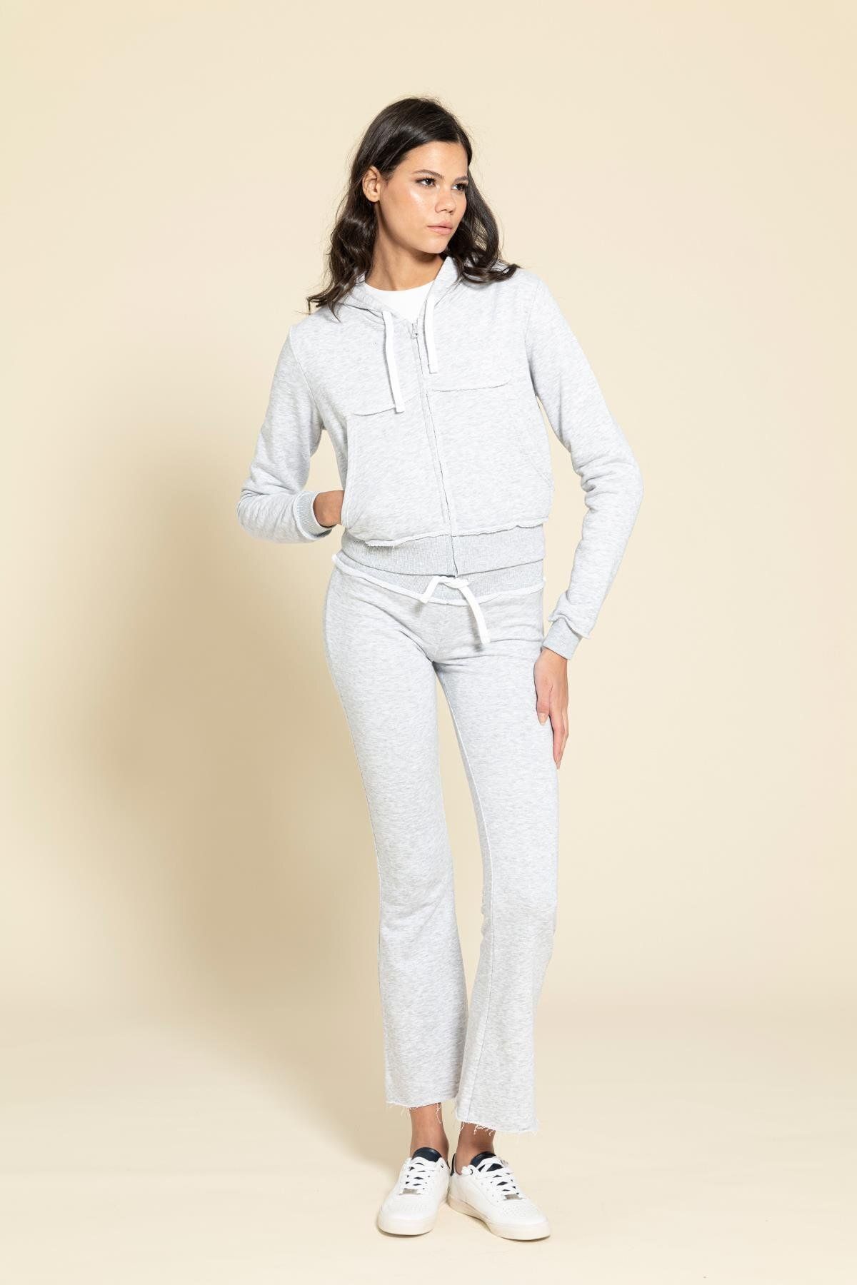FOR YOU MODA-2-Piece Zippered Gray Tracksuit Set with Filthy Stitching Detail 5