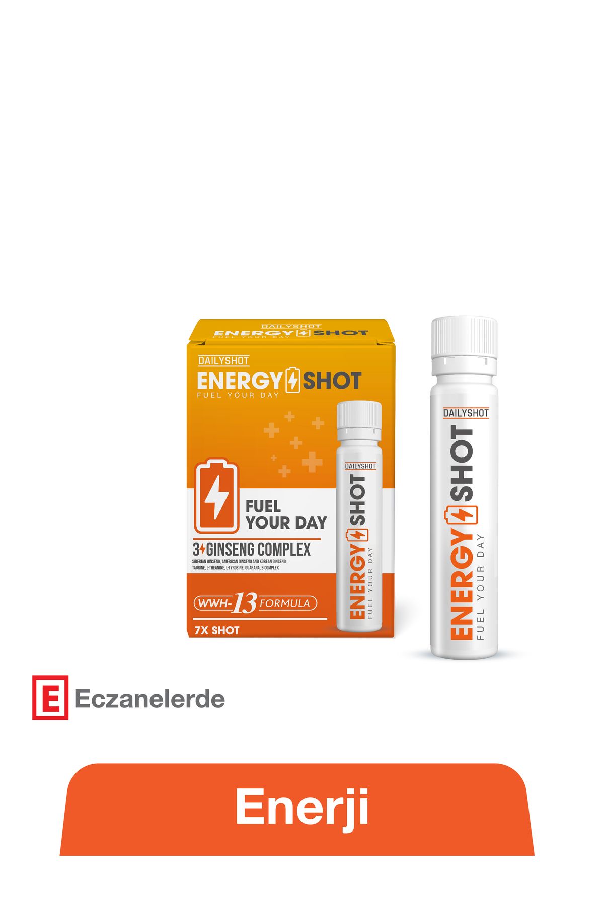 HANGOVERSHOT Energyshot Anında Enerji Desteği, 3 Ginseng Comlex, Guarana, Energy Shot 7'li