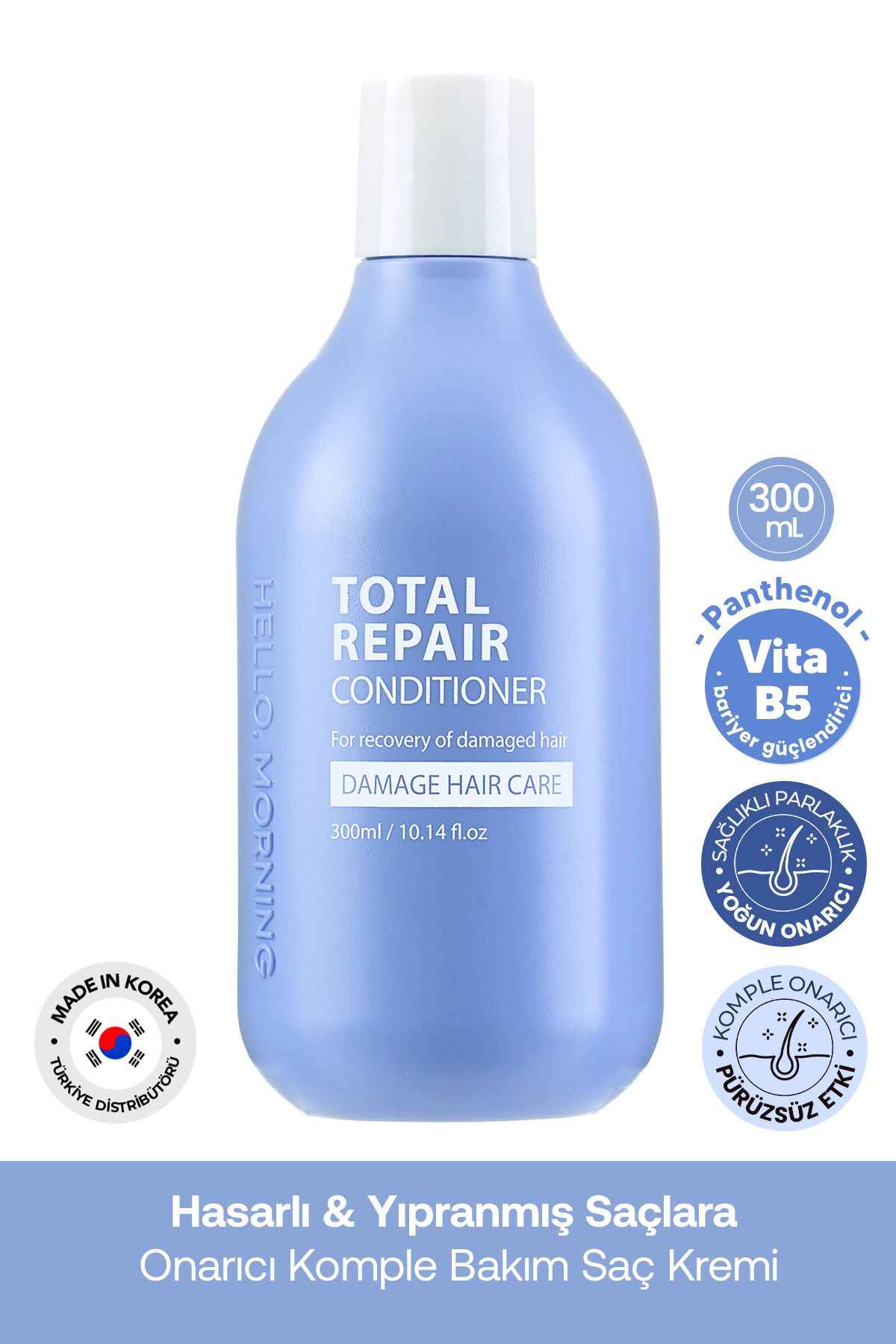 HelloMorning Hasarlı ve Yıpranmış Saçlara Özel Onarıcı Kompleks Bakım Kremi HELLOMORNING Total Repair 300 ml