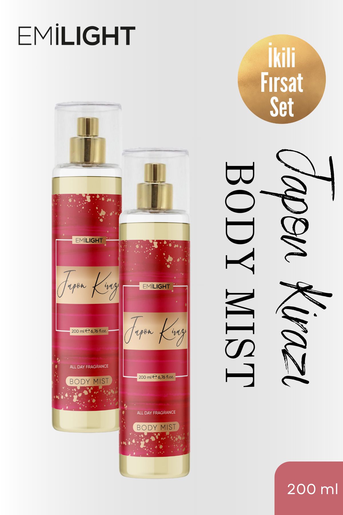 EMİLIGHT Body Mist, Japon Kiraz Çiçeği Vücut Parfümü (2x200ml)