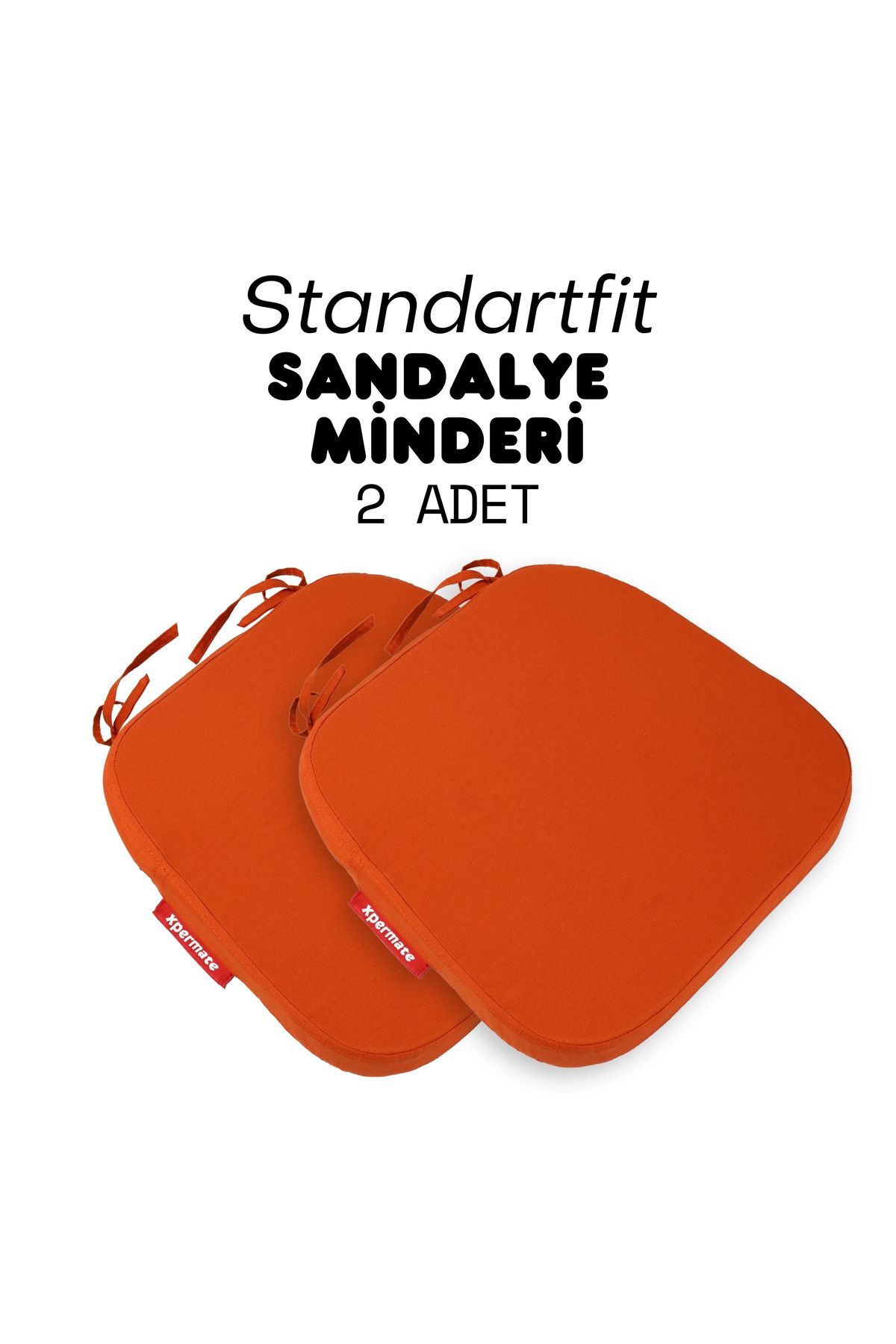 XPERMATE 2'li StandartFit Oval Sandalye Minderi Fermuarlı Yıkanabilir  Su ve Yağ İtici 42x42x5 Kiremit