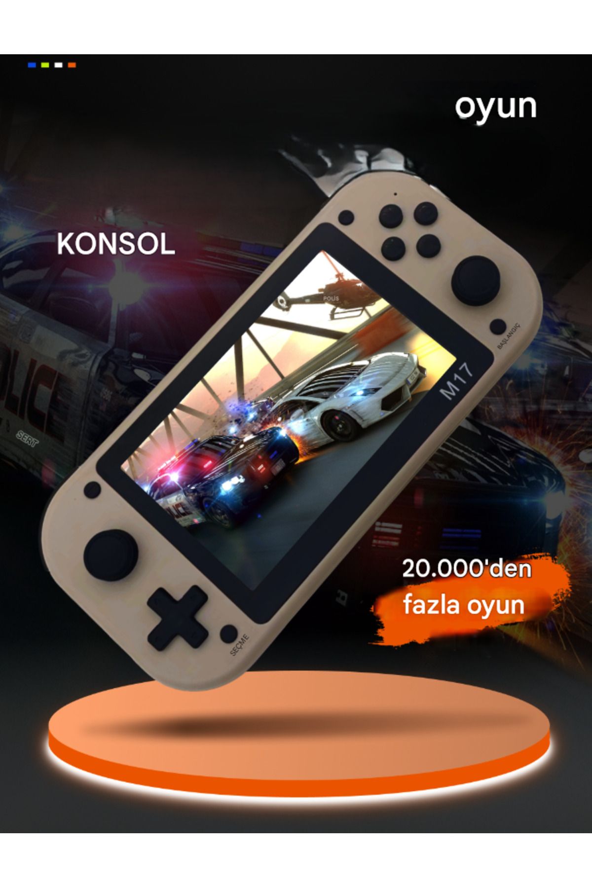 qasul 4.3 inç Oyun Konsolu  25 Simülatörü Destekler, 20000 den fazla oyunlu 64 GB SD  Kart Hediye