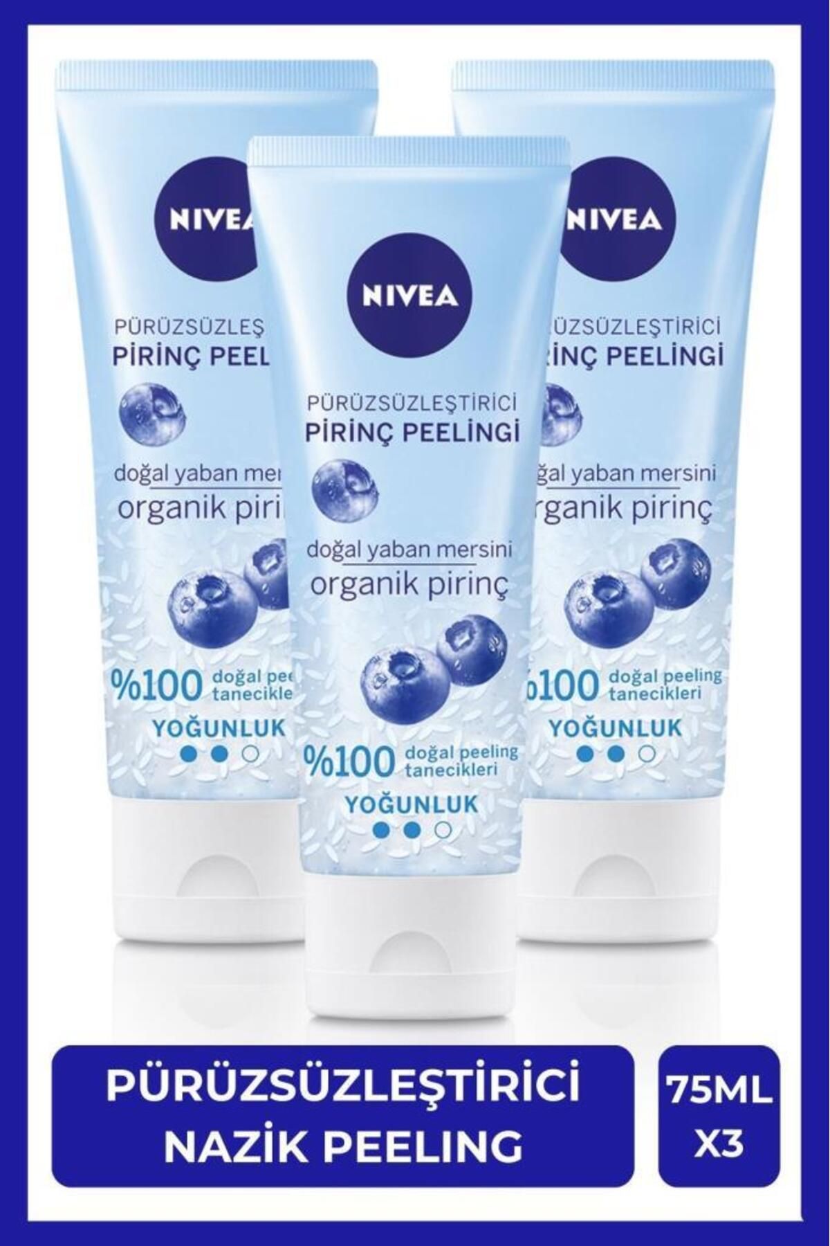 پیلینگ صورت ارگانیک برنج NIVEA 75 میلی لیتر، پاک کننده پوست مرده، احساس نرمی پوست، X3 Pieces