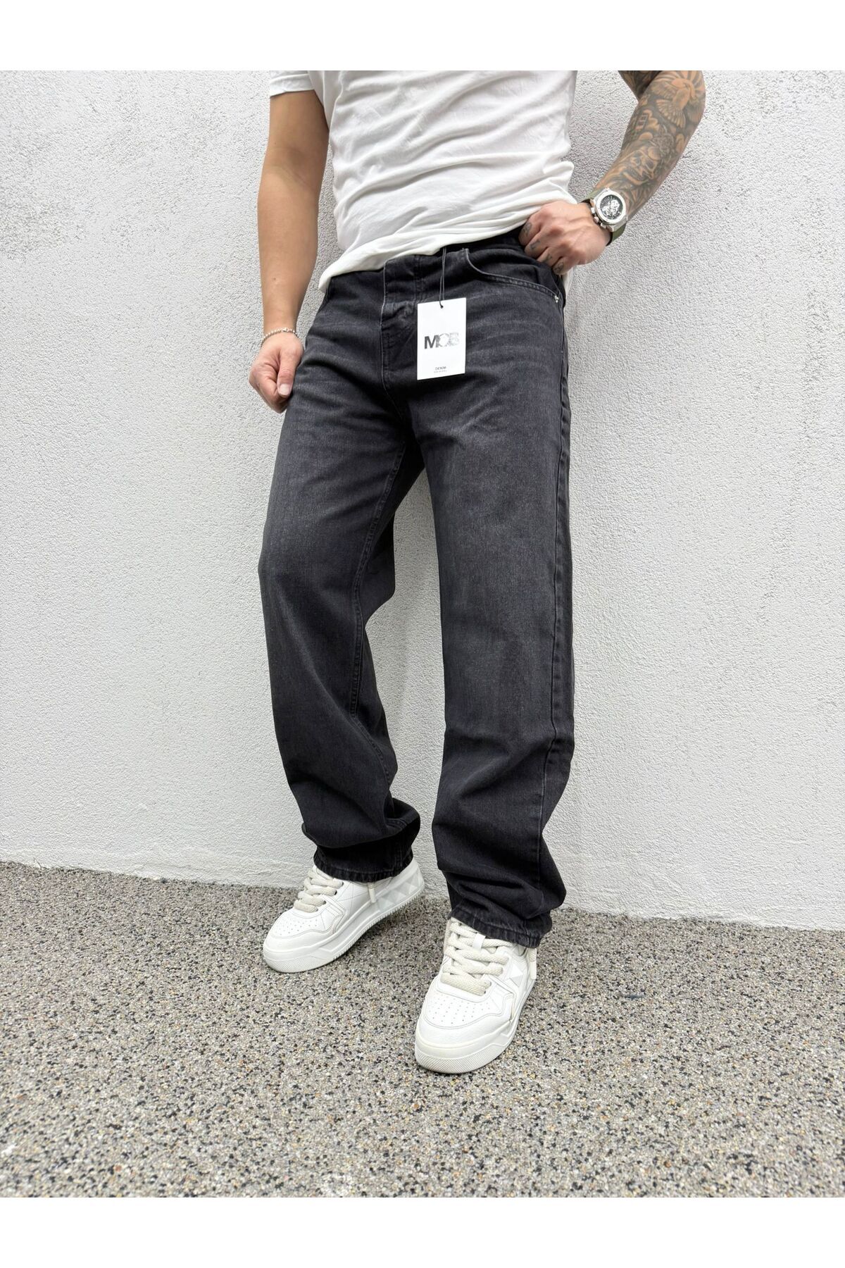 Mob Siyah Kimyasal Baggy Pantolon görsel 3