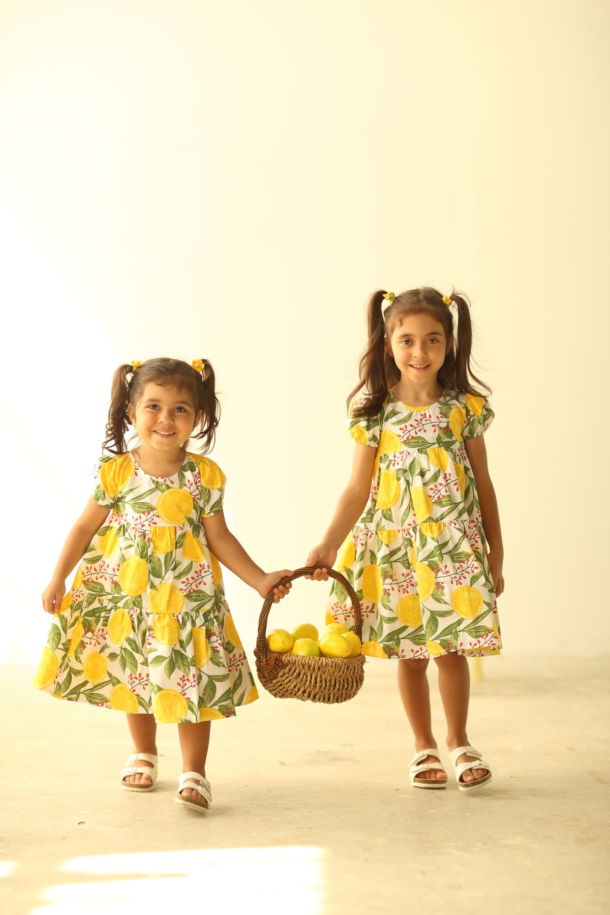 KÜÇÜĞÜM BUTİK-Lemon Patterned Layered Girl's Dress 2