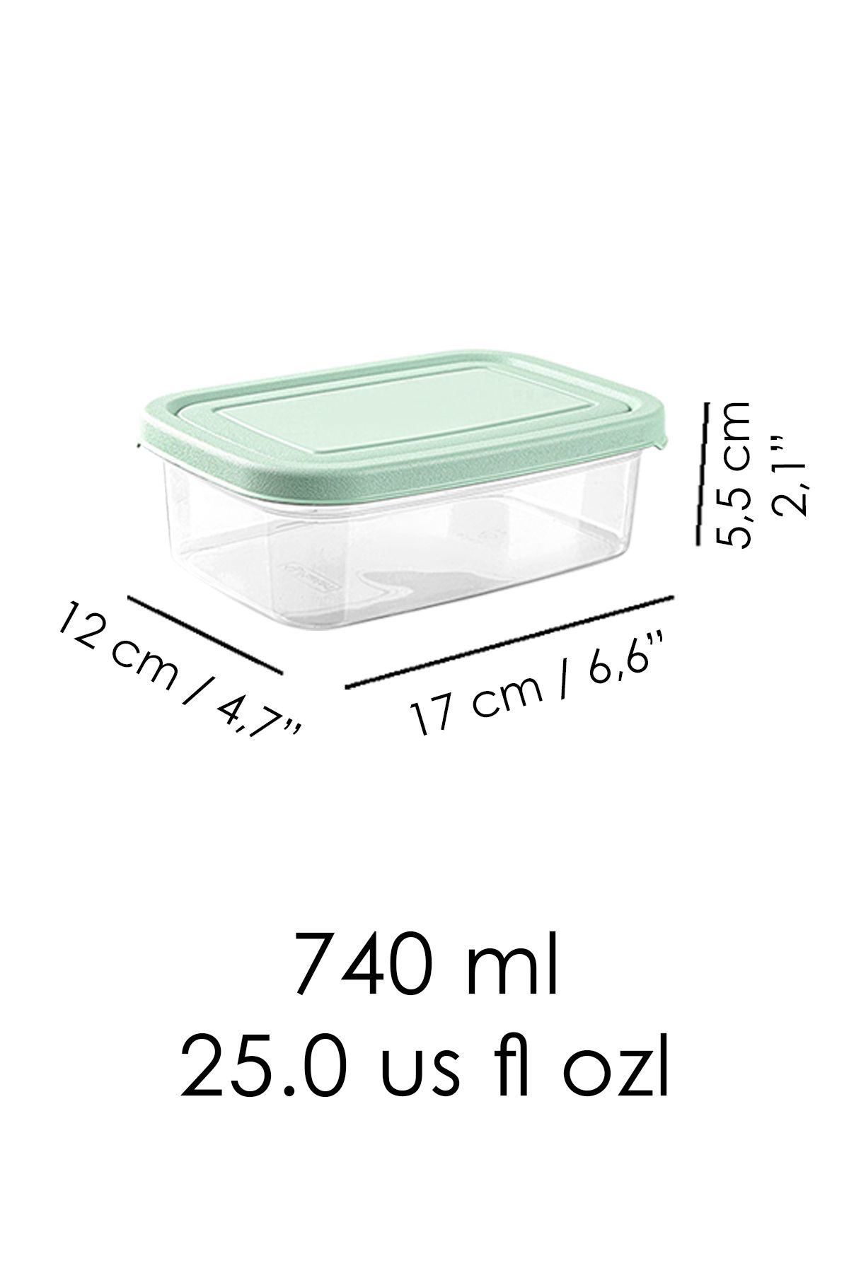 Meleni Home-10 Pieces 740ml Green Rectangular Food Storage Container Organizer Suitable for Microwave 5