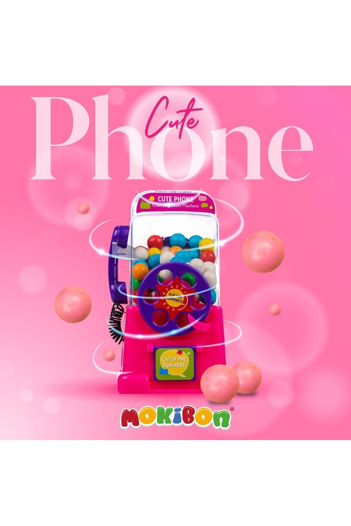 MOKIBON Cute Telefon Şeklinde Sakız Makinası (Pembe)