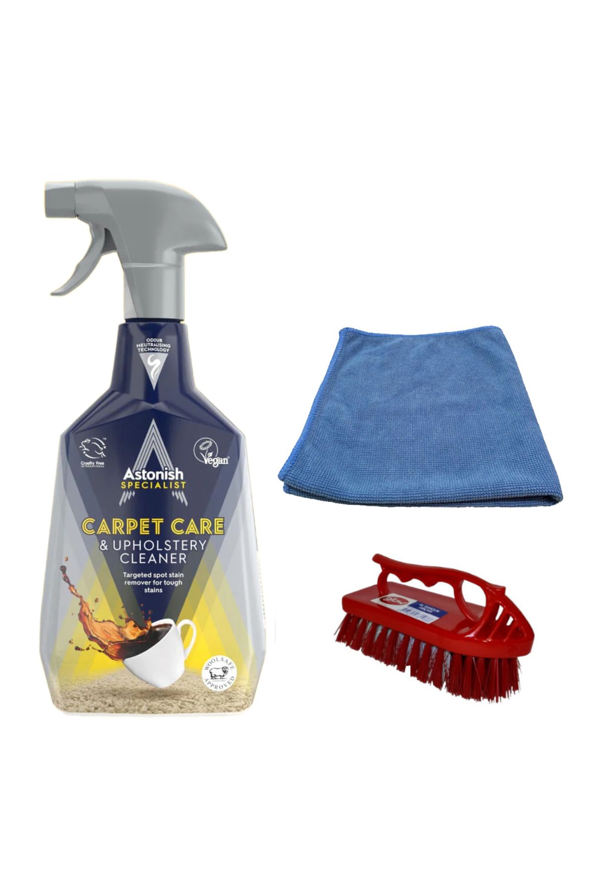 Koltuk Ve Halı Temizleyici Sprey 750 ml El Temizlik Fırçası Mikrofiber Bez