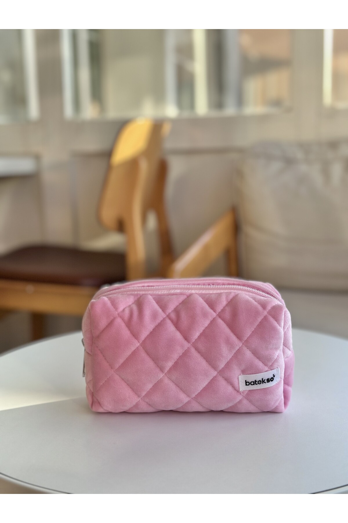 Pembe Dokulu Makyaj Çantası - Orta Boy — صورتی BDK03 — تصویر 3 از 6