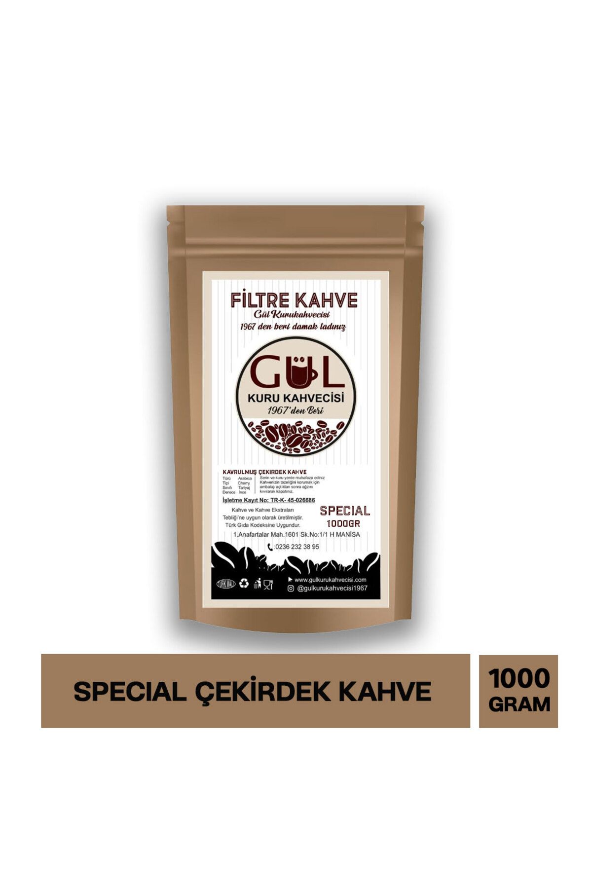 GÜL KURU KAHVECİSİ Filtre Kahve Çekirdek 1000 Gr