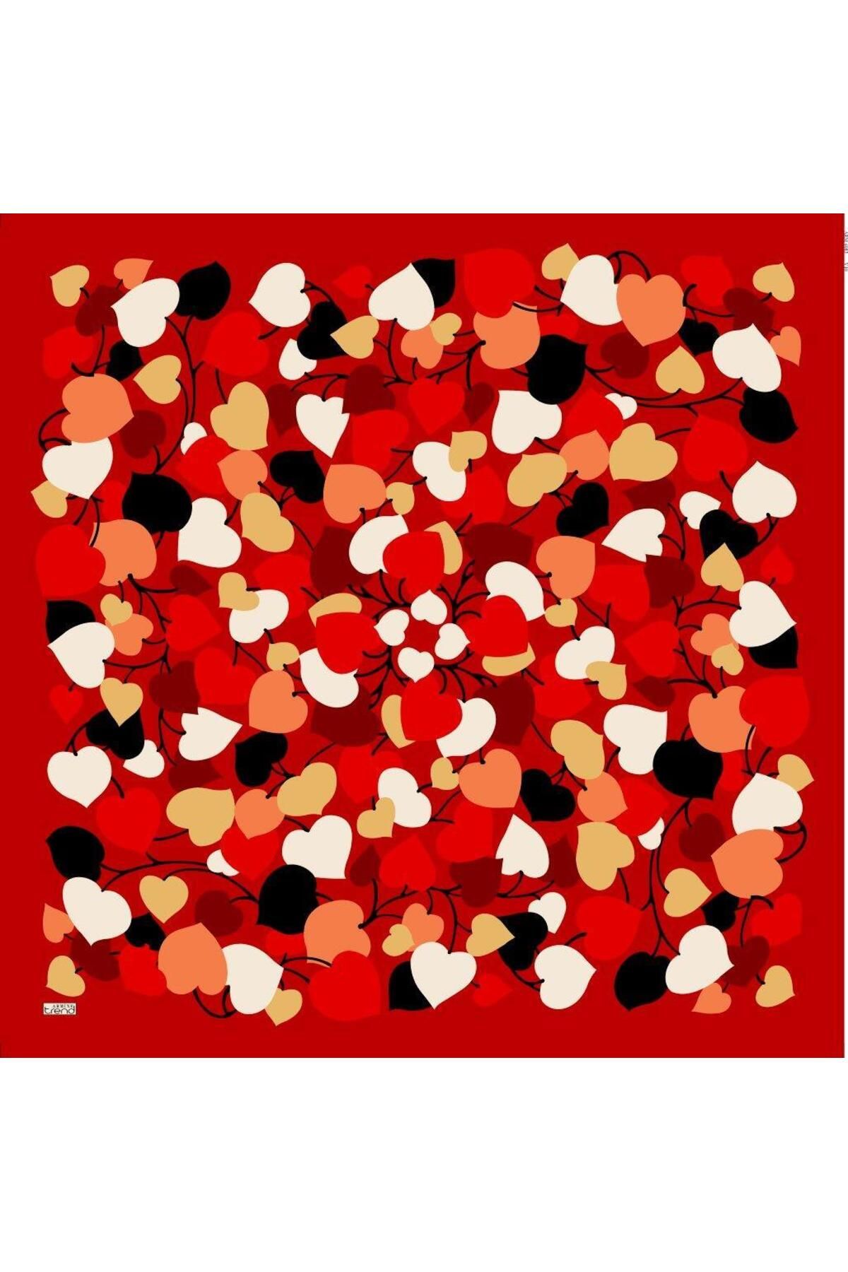 Armine-Soft Red Patterned Scarf 6083-10 1
