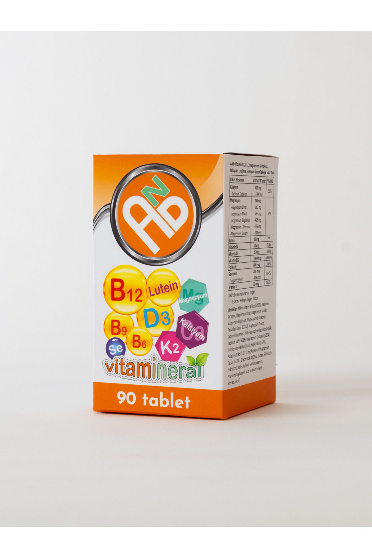 AND--Vitamin D3 K2 B12 B9 B6 Food Supplement Containing Magnesium Complex, Calcium, Lutein and Selenium 4