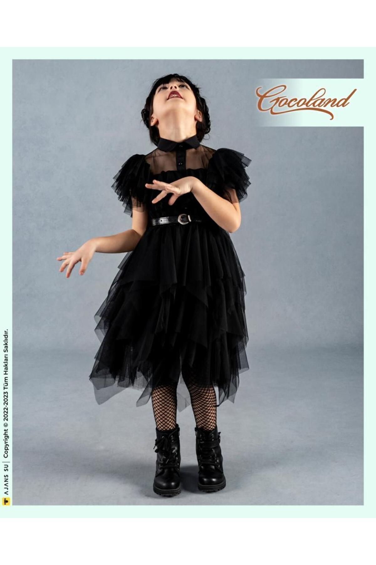 Gocoland Wednesday Kostüm Siyah Renk Elbisesi fotoğrafı 4 (önizleme)