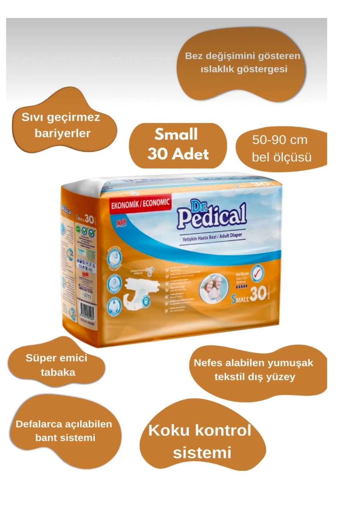 Dr.Pedical DR.PEDİCAL YETİŞKİN HASTA BEZİ SMALL30lu