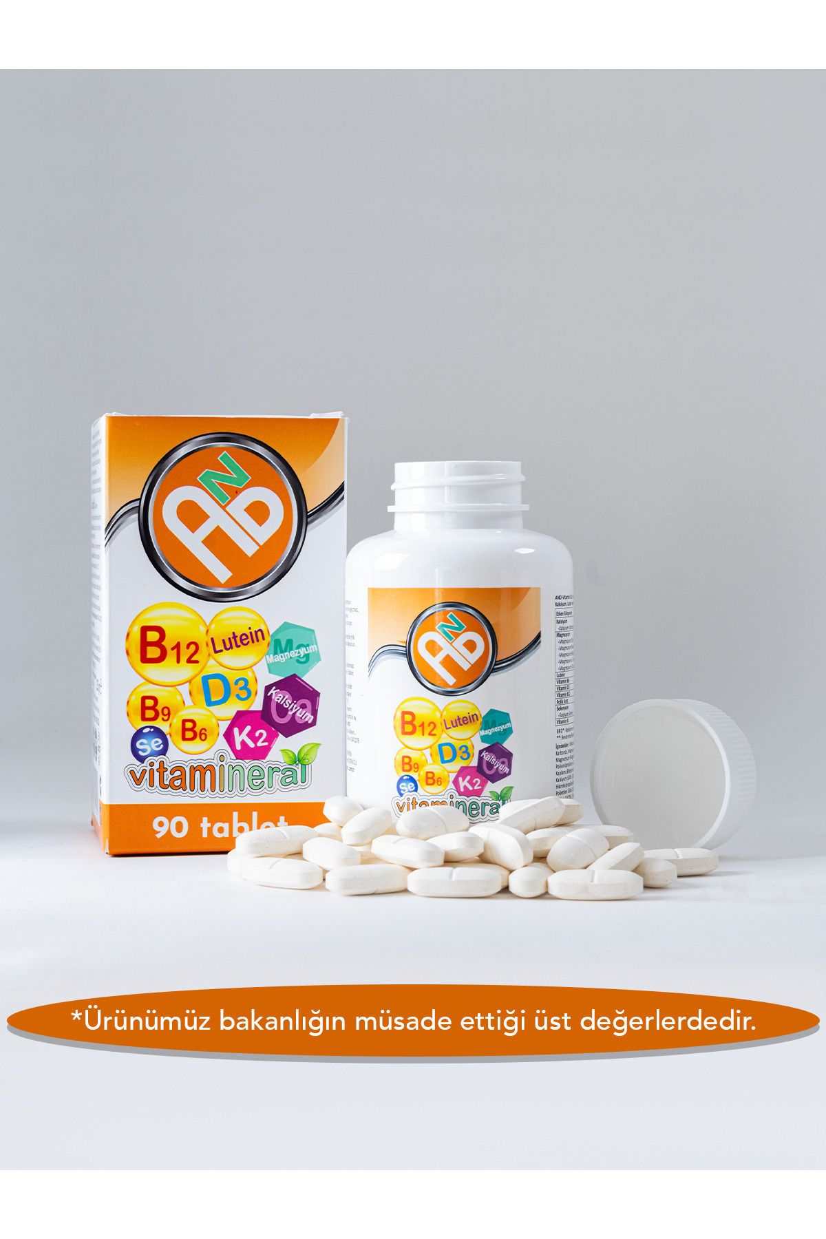 AND--Vitamin D3 K2 B12 B9 B6 Food Supplement Containing Magnesium Complex, Calcium, Lutein and Selenium 2