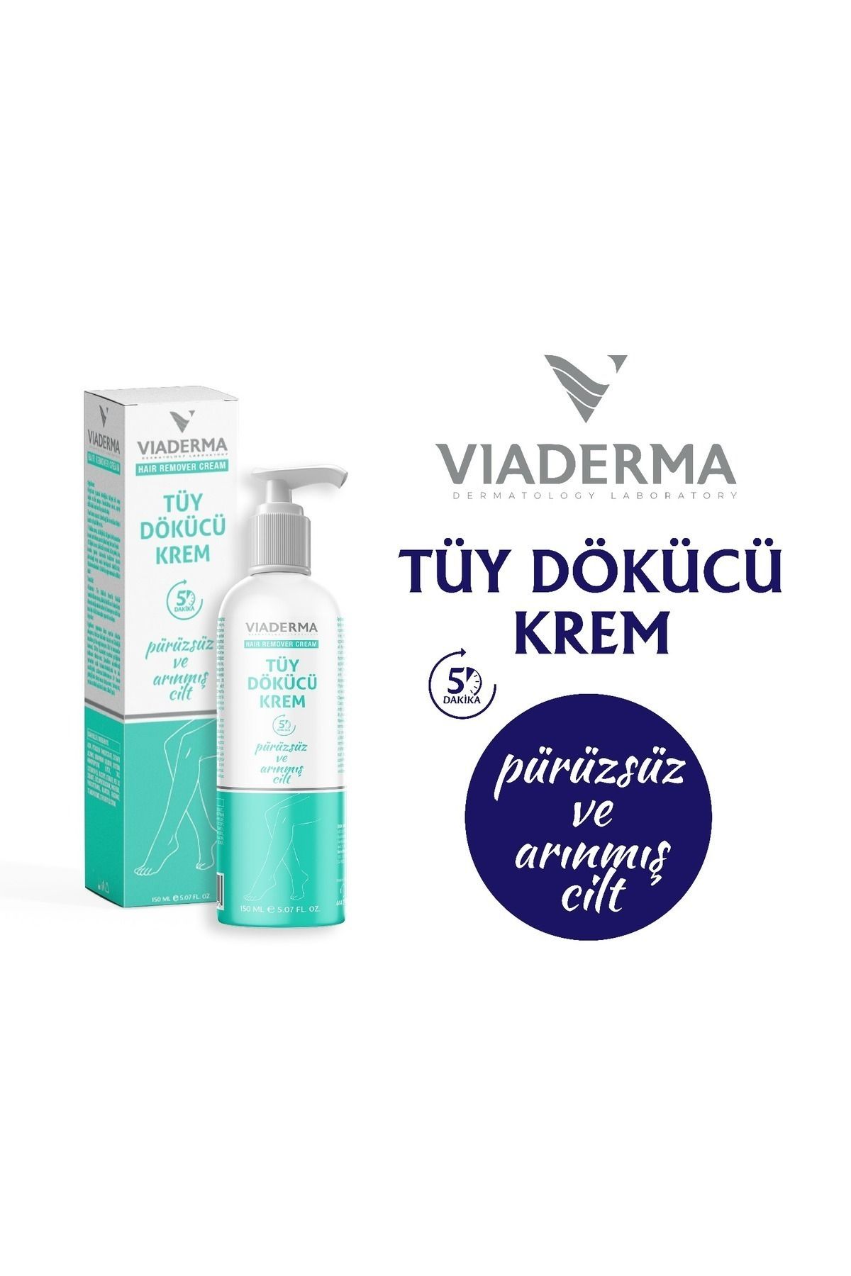 Viaderma Tüy Dökücü Ve Tüy Azaltıcı Tüy Alma Krem Epilasyon Krem Tüm Cilt Tipleri Için 150 ml