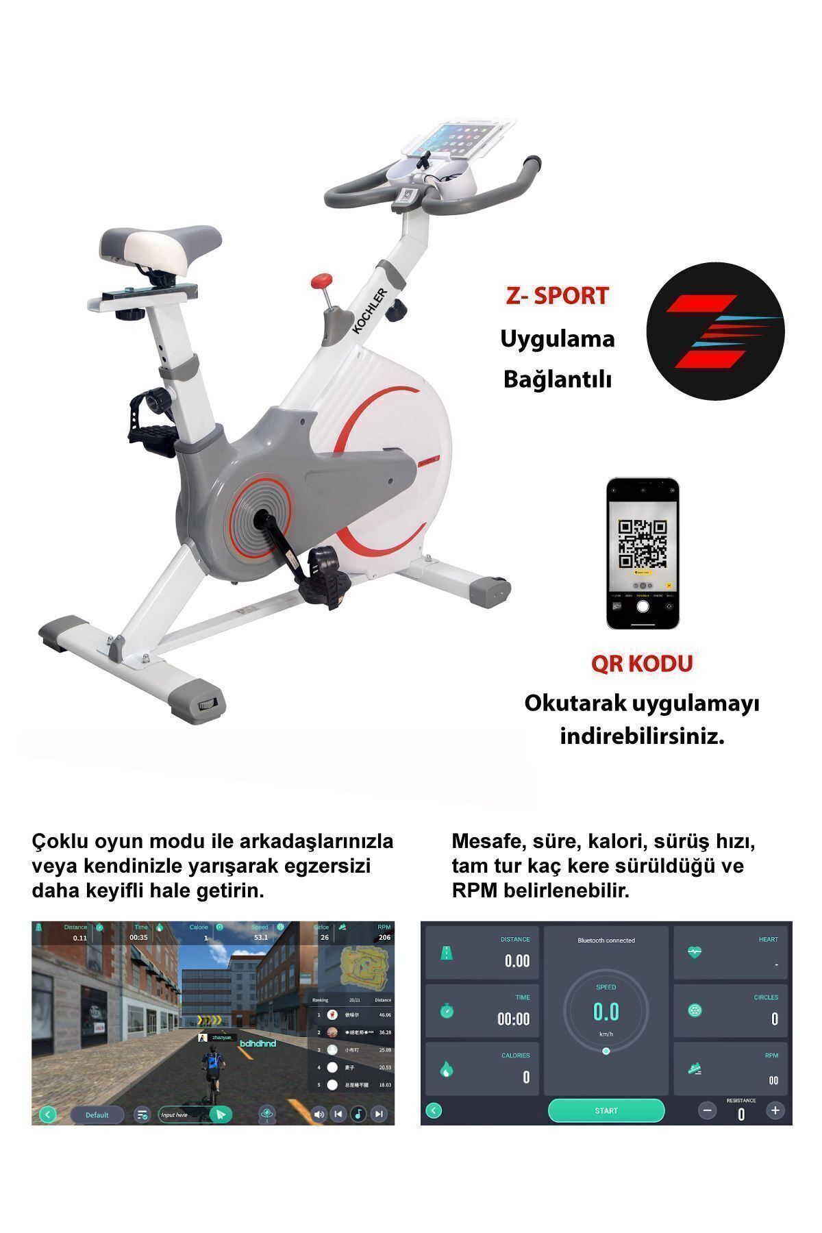 kochler Teker Koruyucu Kapaklı Spinning Bike Kondisyon Bisikleti Ve Egzersiz Aleti - Kondisyon Aleti