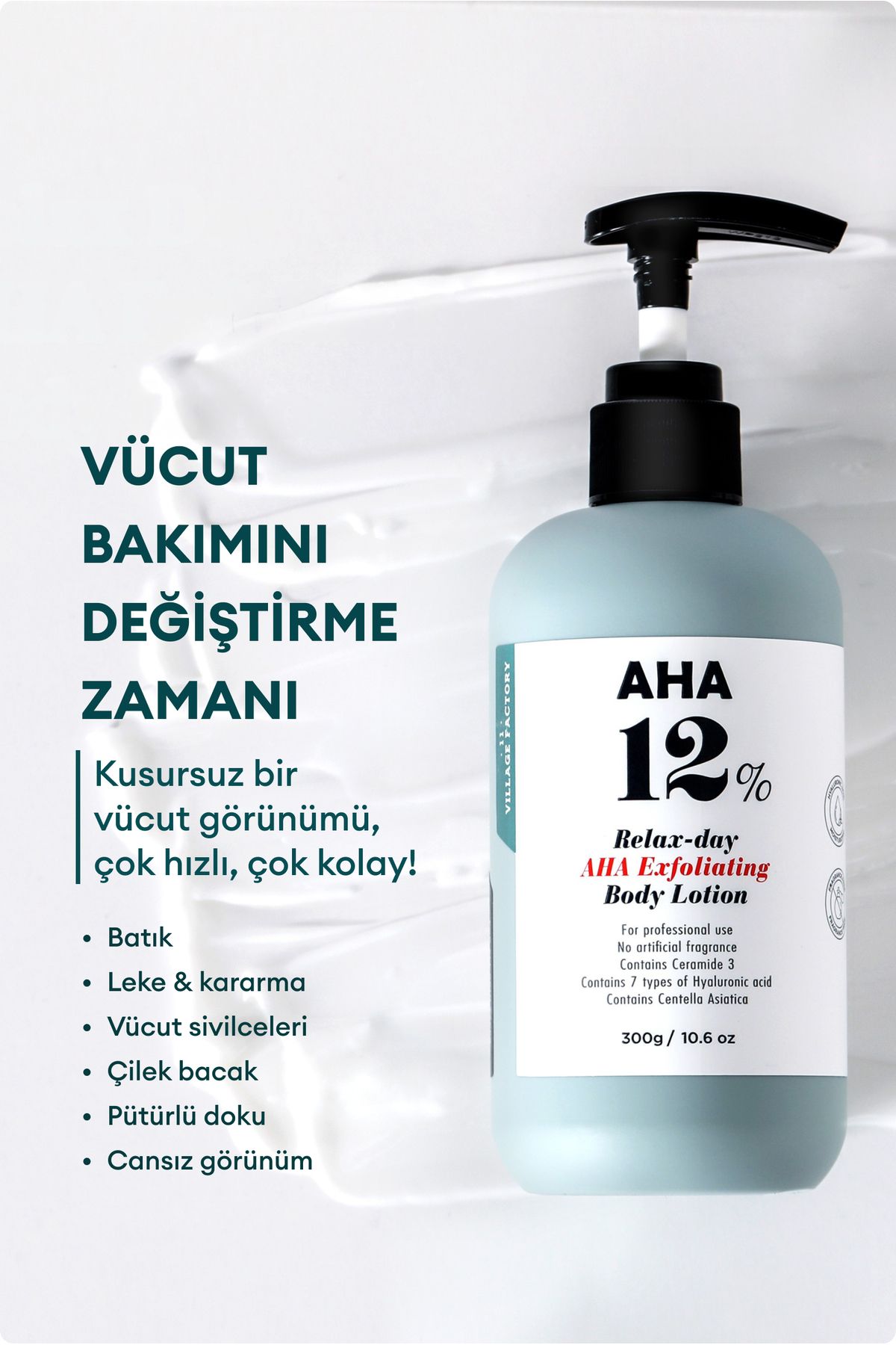 Village 11 Factory-Relax Day Aha - Purifying Glycolic Acid Body Peeling Lotion Against Ingrown Spots and Blackening 2