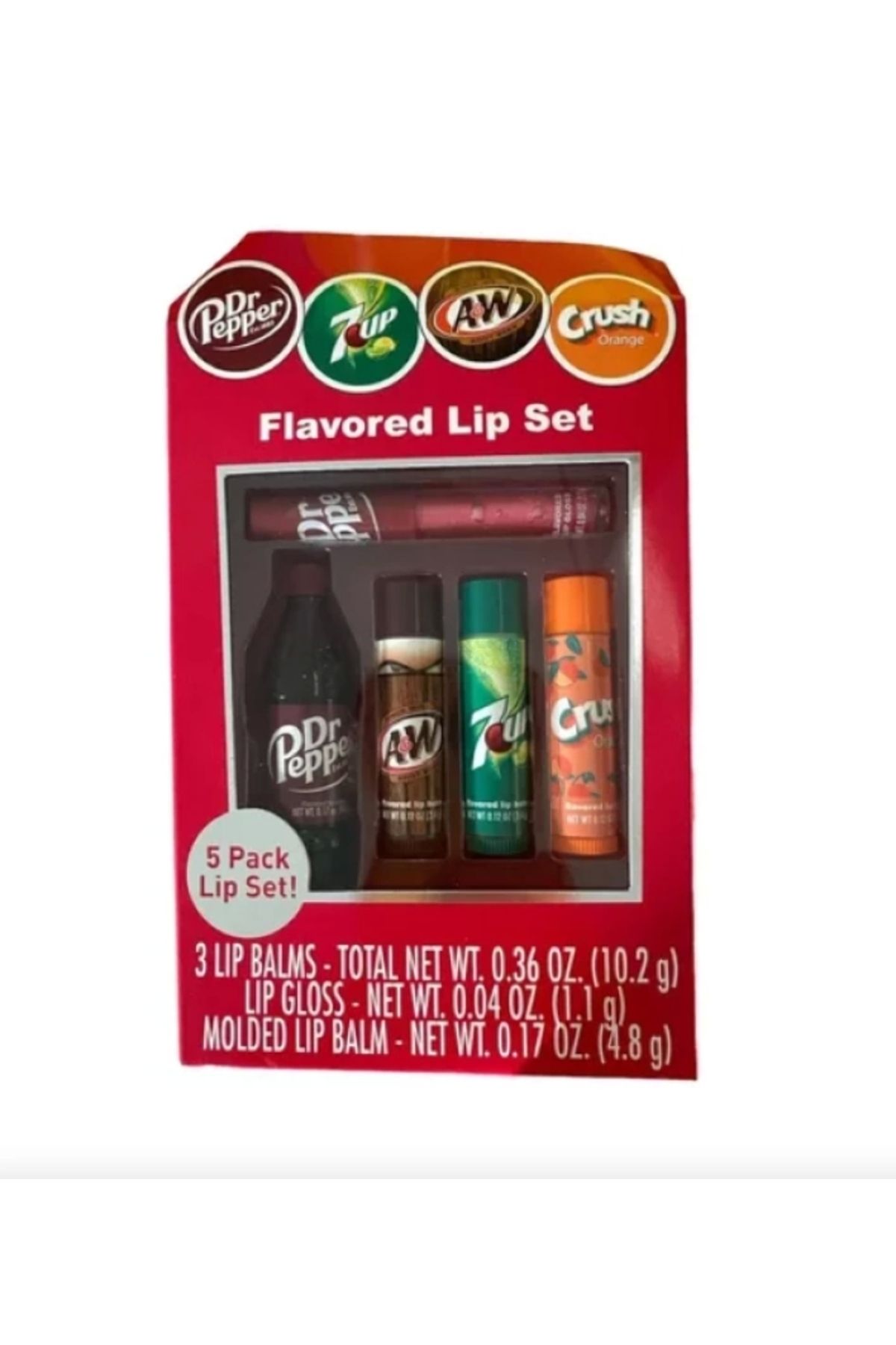 Candy 5 Pack Flavored Lip Set 3 lip Balm 1 Lıp Gloss 1Molded Lip Balm