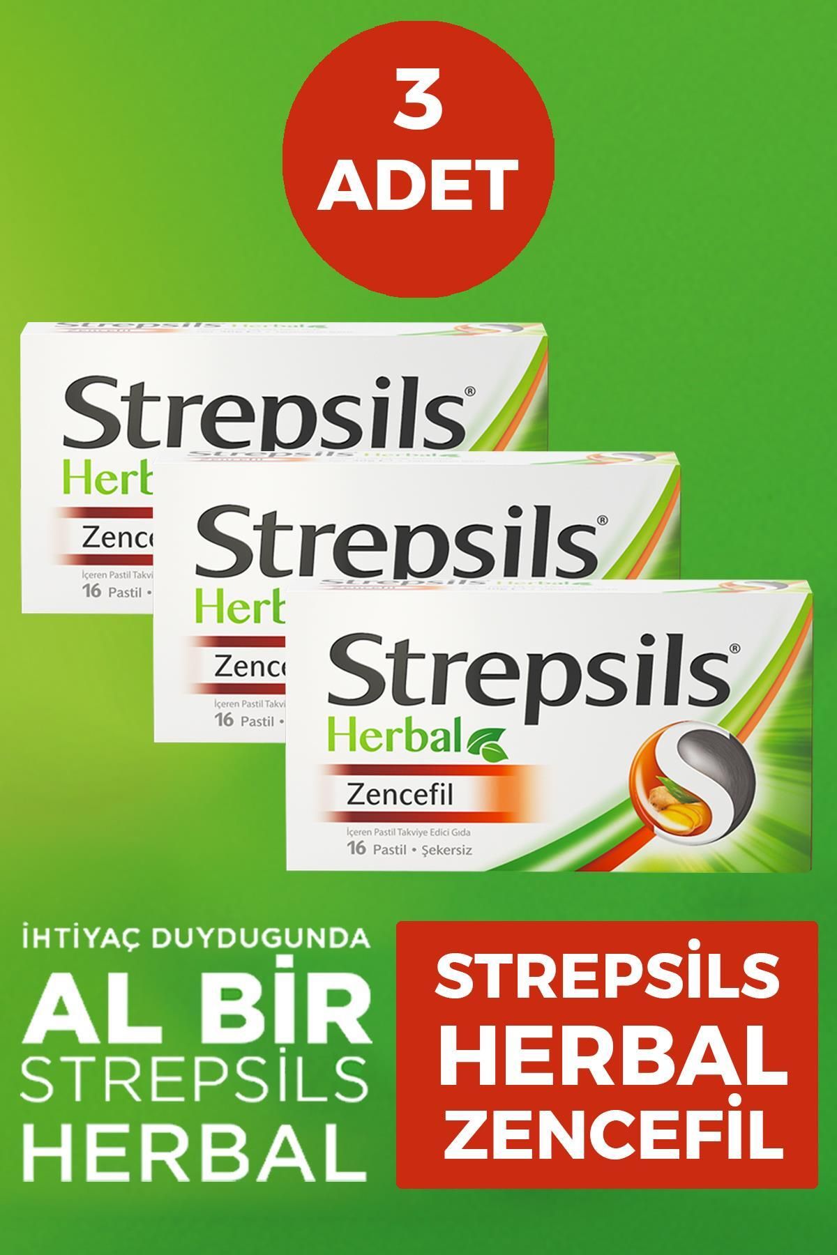 STREPSİLS Strepsils Herbal Zencefil Aromalı 16 Pastil 3 Adet