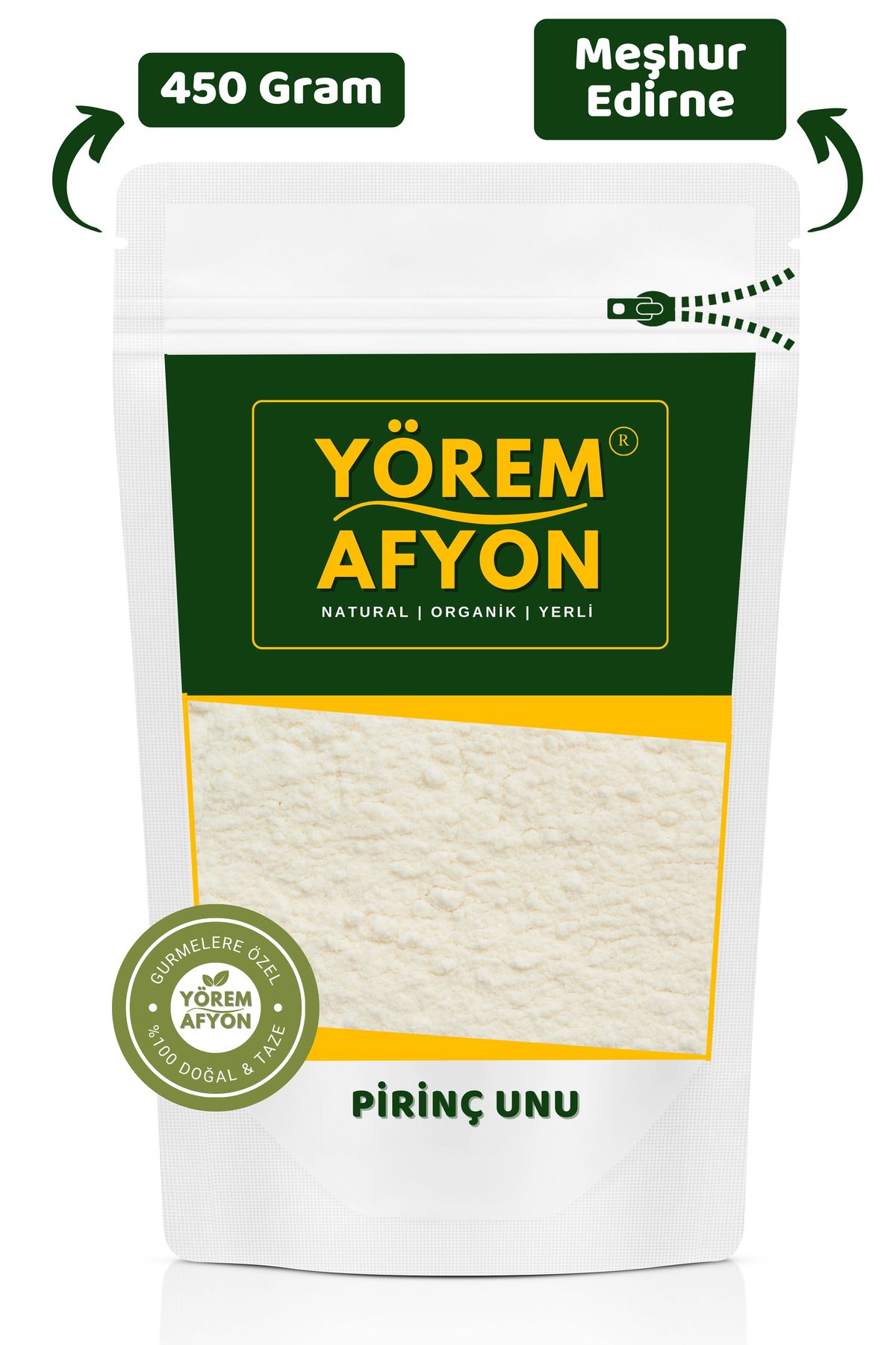 Gülçehre Yörem Afyon Meşhur Edirne Organik Tarım Mahsülü Gdo'suz Pirinç Unu, Tozu | 450gr.