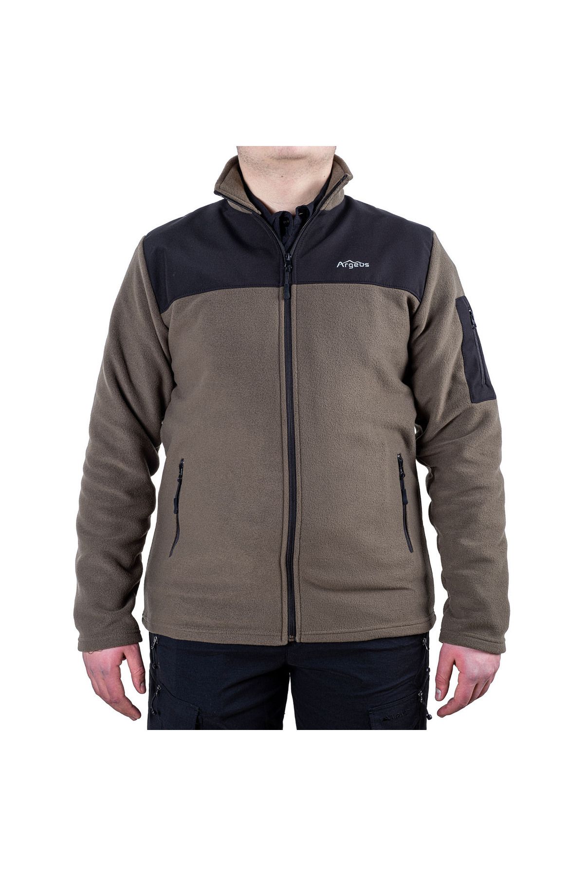 El Biz Outdoor Polar Ceket Haki - Sıcak Tutan Polar - Softshell Omuz - Fermuarlı Cep