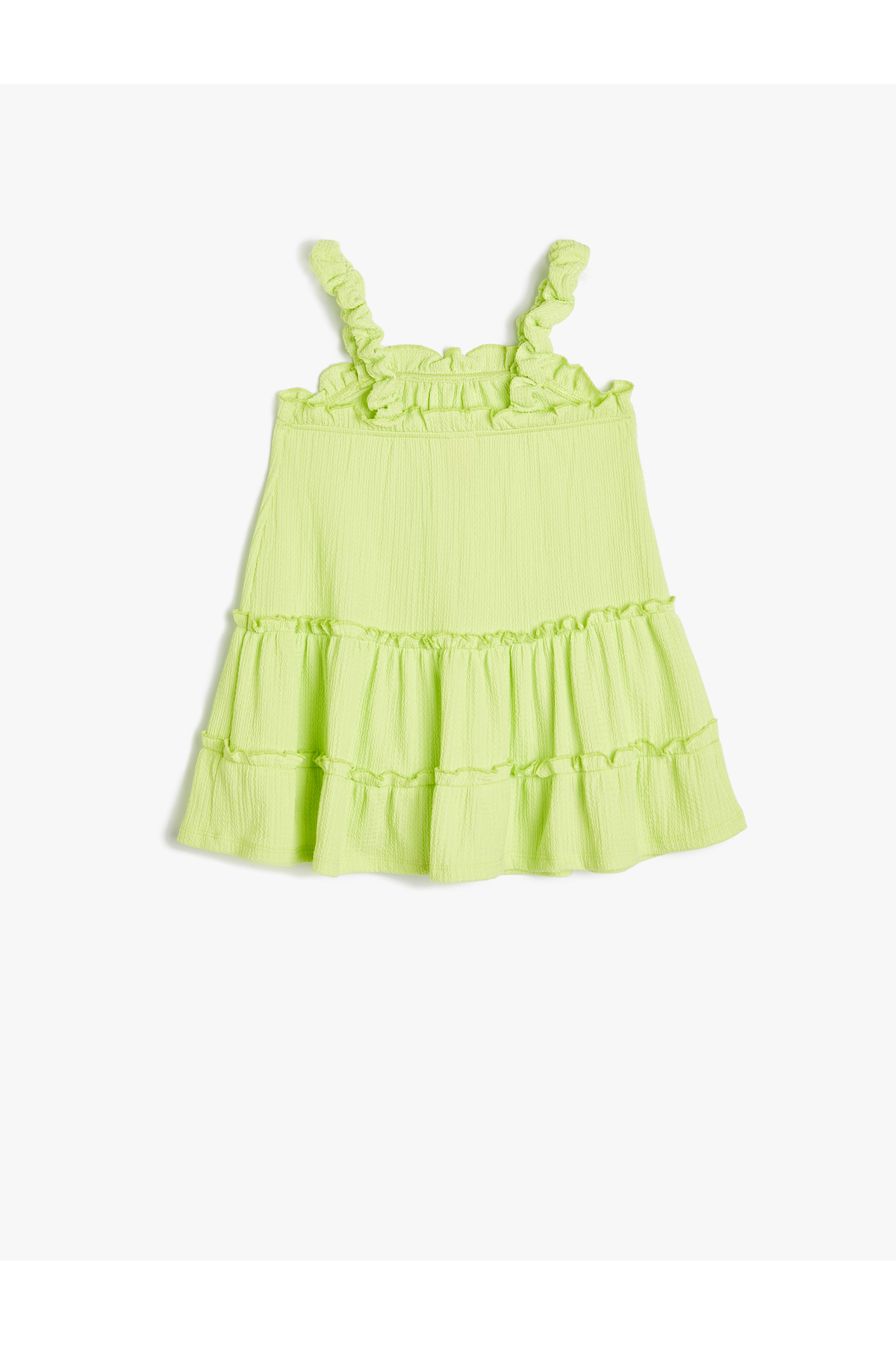 Koton Askılı Elbise Fırfırlı Detaylı Katlı fotoğrafı 2 (önizleme)