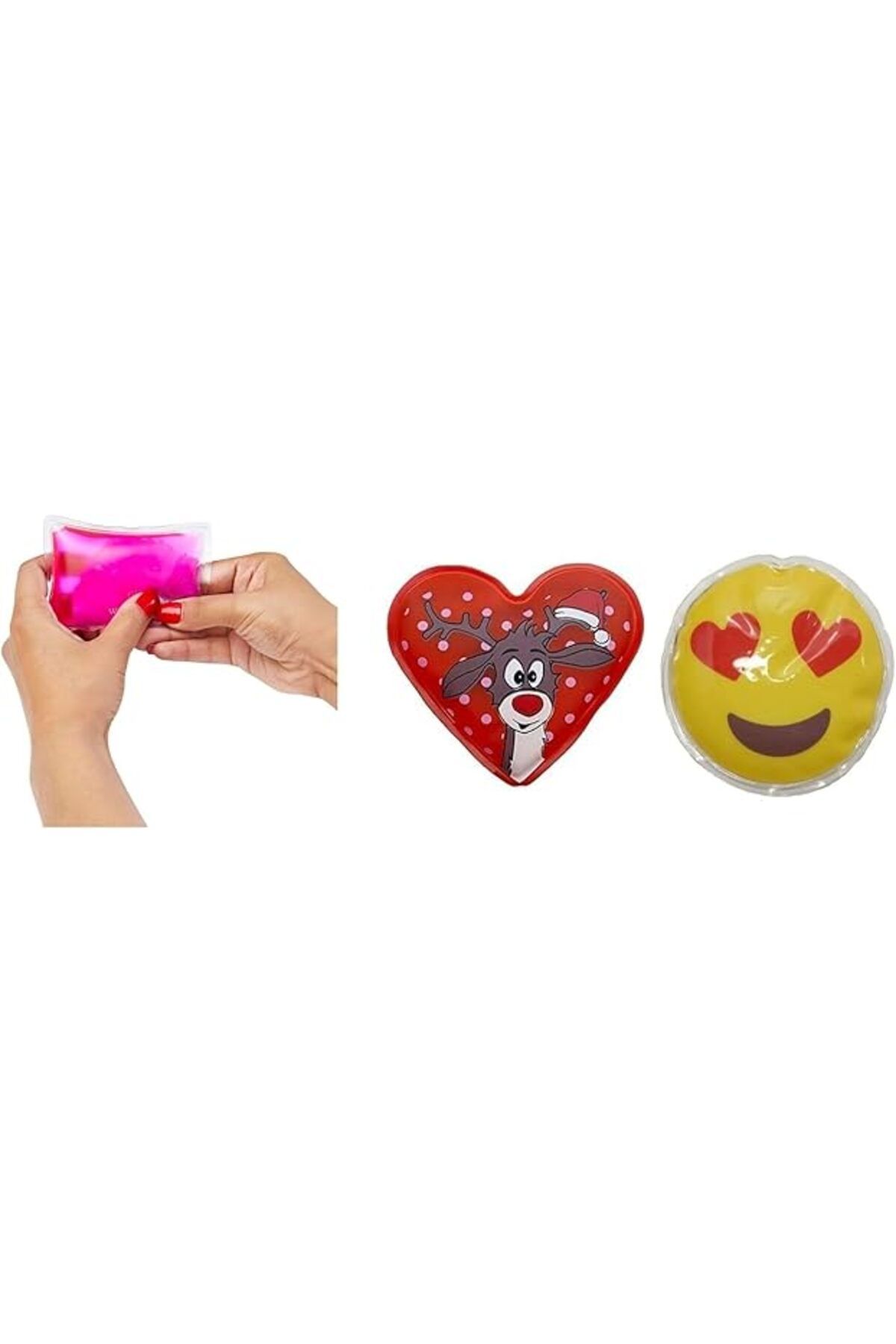 Genel Markalar Bosphorus Homi Kalp Emoji Kirmizi Geyik Cep Sobasi,el Isitici,2 Adet Sicak Su Torbasi Pvc 9cm