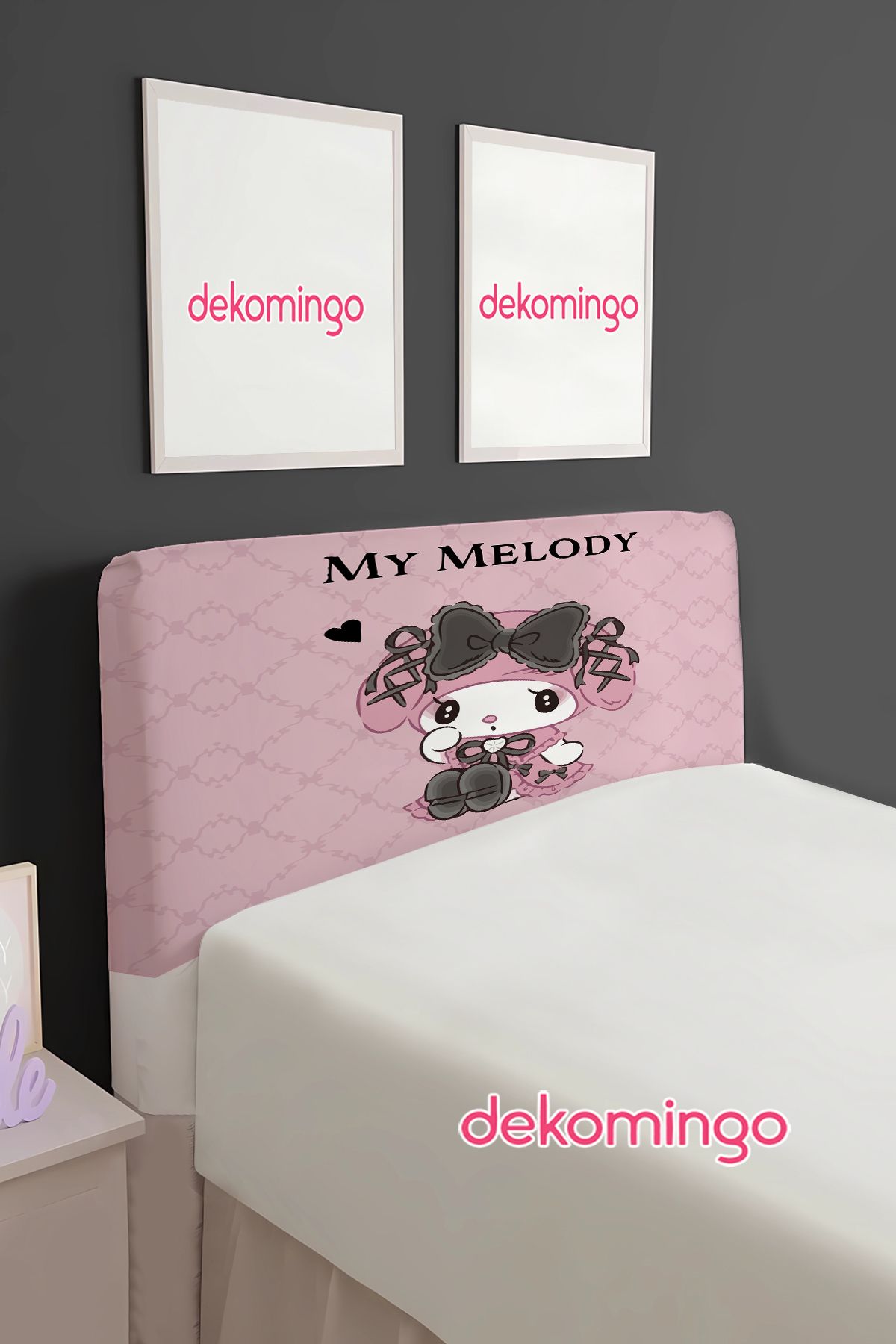 dekomingo PEMBE DANTELLİ MY MELODY DESENLİ BAZA BAŞLIK KILIFI ( TEK KİŞİLİK )