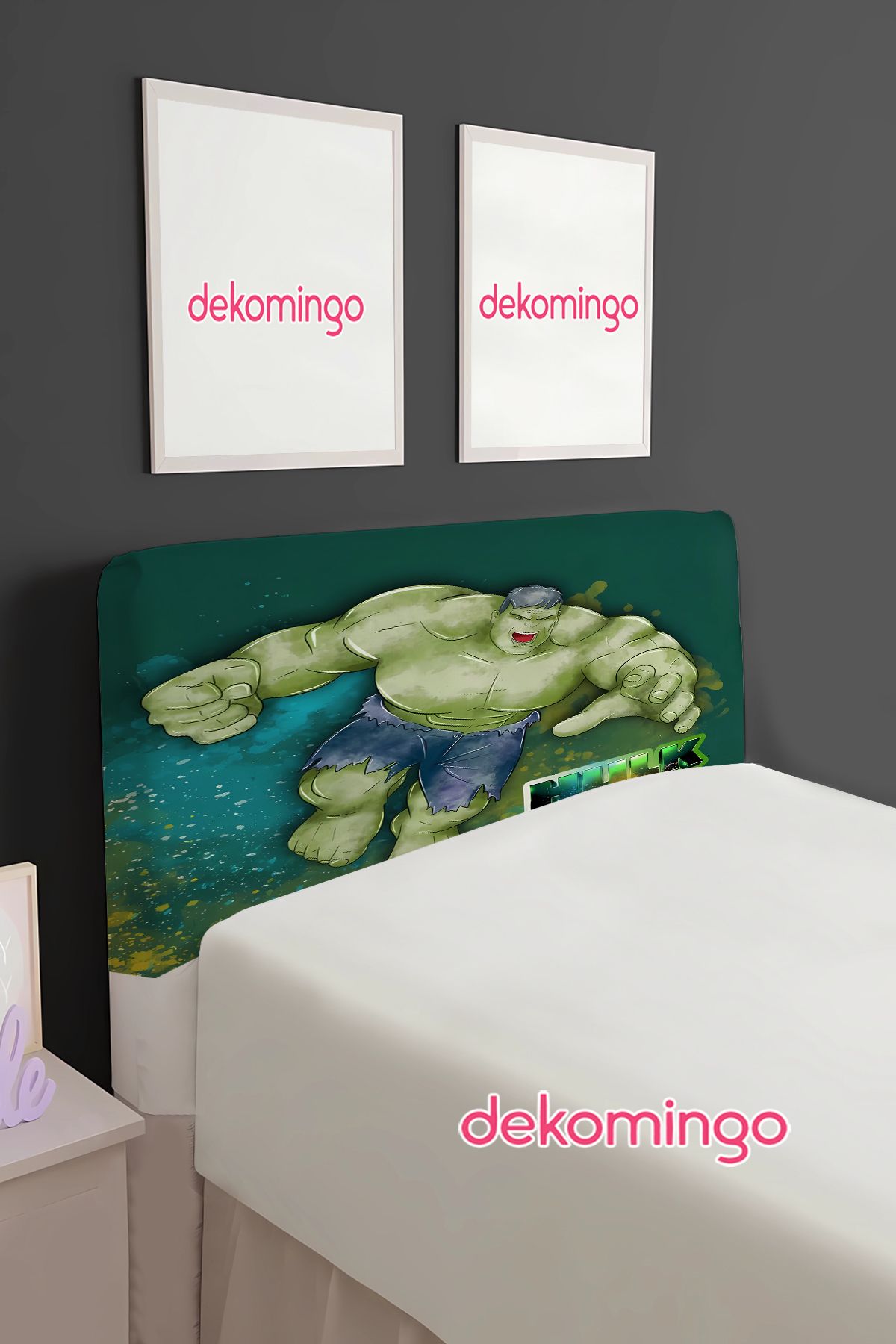 dekomingo HULK YEŞİL DESENLİ BAZA BAŞLIK KILIFI ( TEK KİŞİLİK )