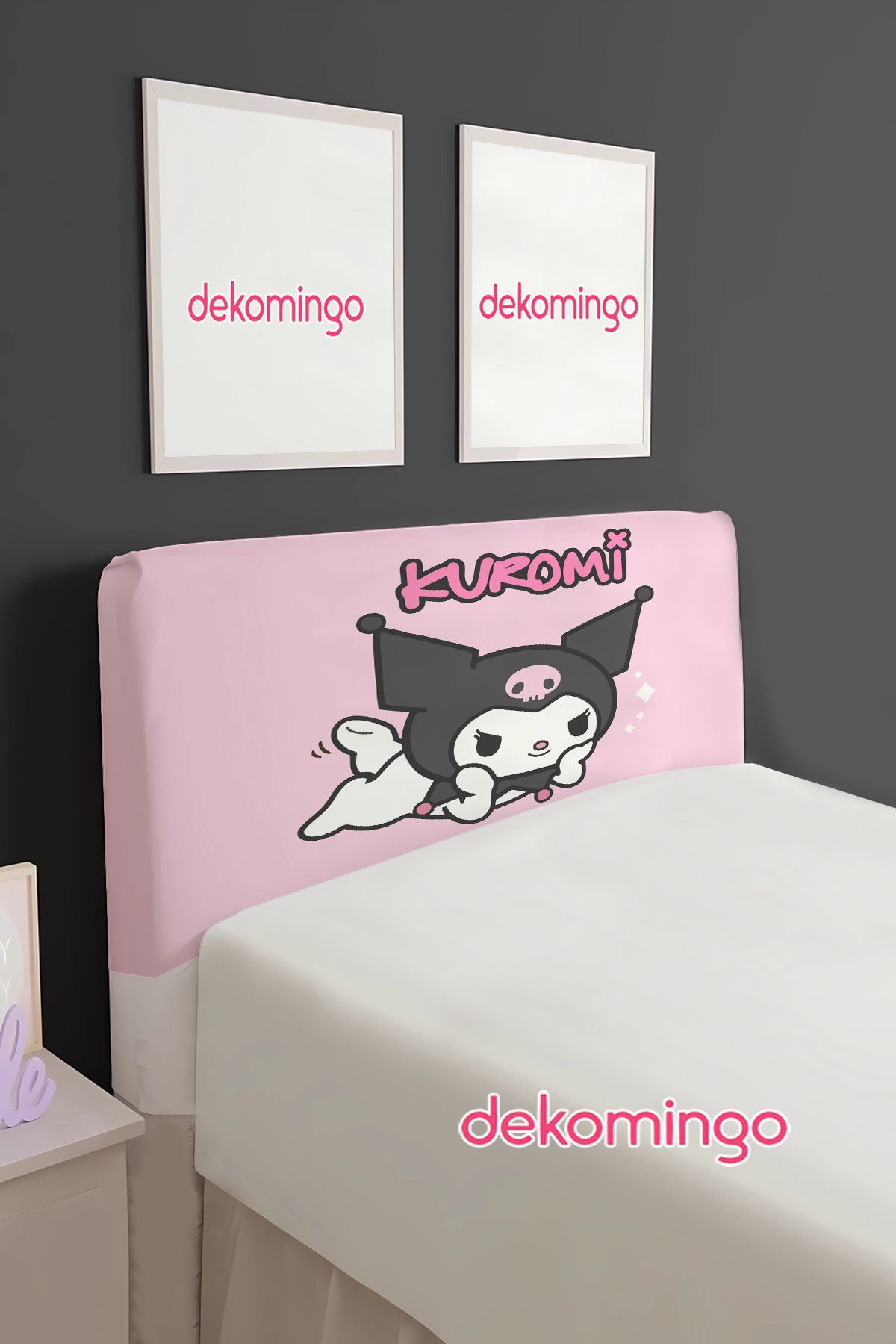 dekomingo KUROMİ PEMBE DESENLİ BAZA BAŞLIK KILIFI ( TEK KİŞİLİK )