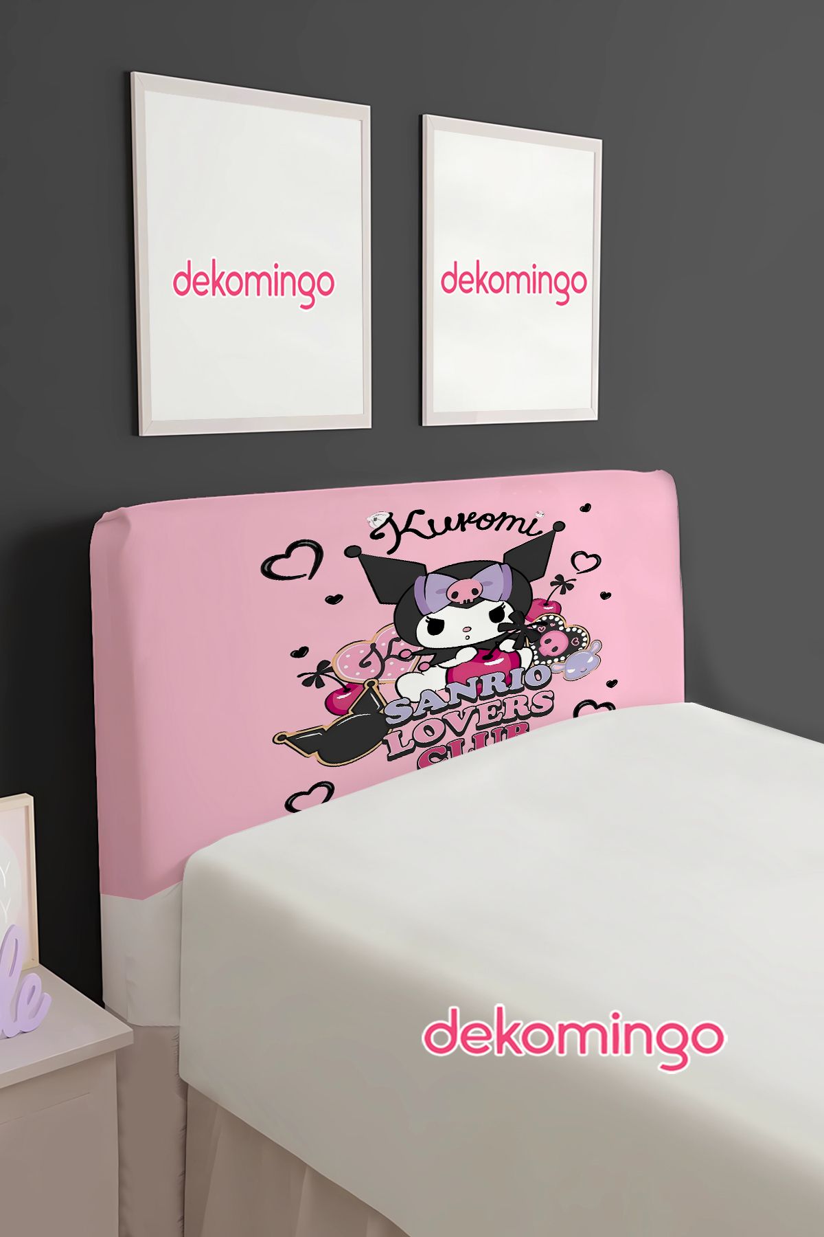 dekomingo KUROMİ LOVERS CLUB DESENLİ BAZA BAŞLIK KILIFI ( TEK KİŞİLİK )