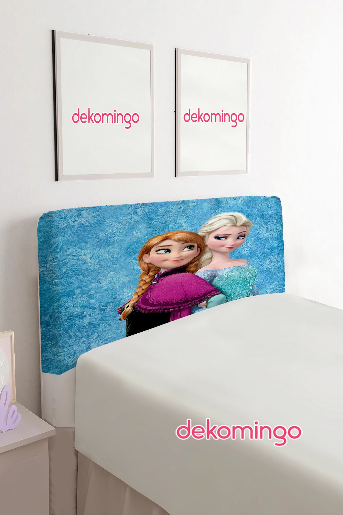 dekomingo ELSA VE ANNA MAVİ DESENLİ BAZA BAŞLIK KILIFI ( TEK KİŞİLİK )