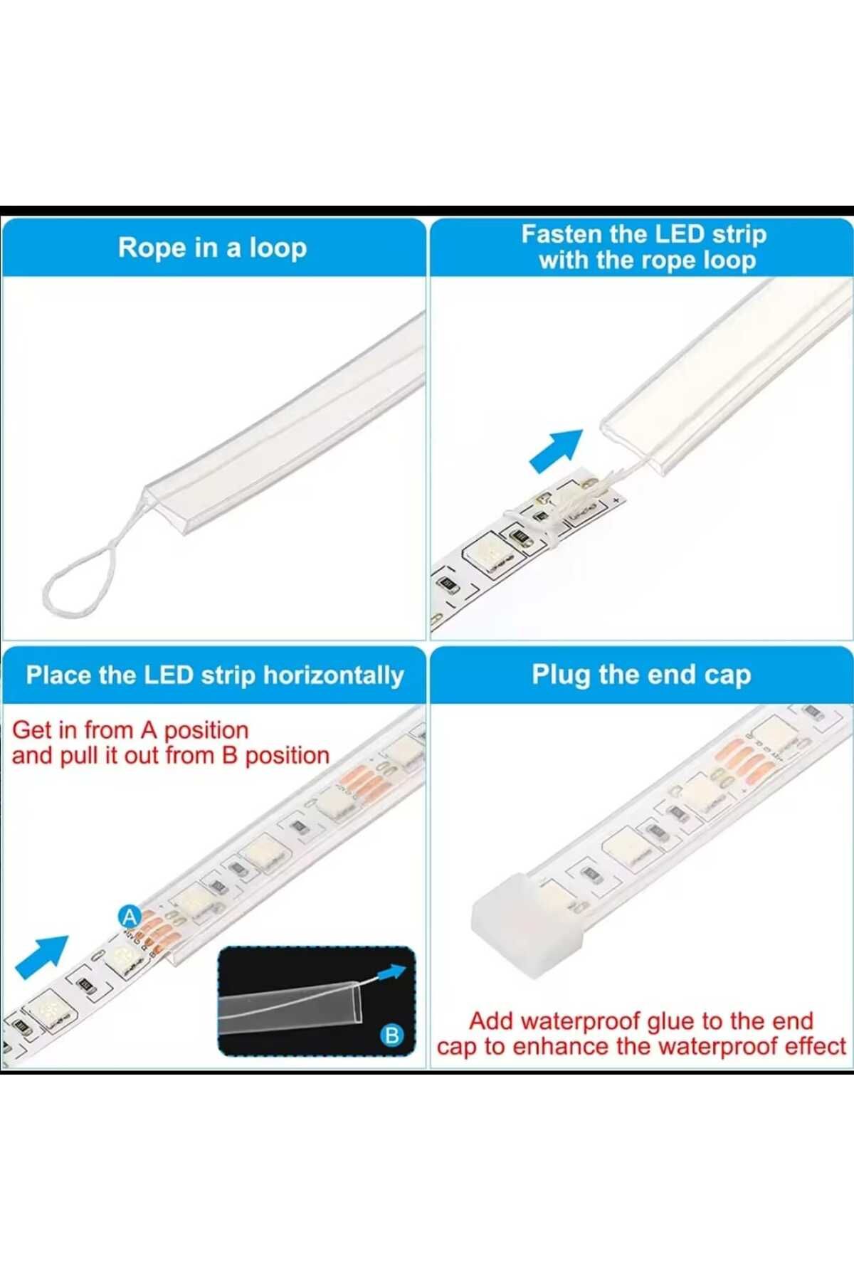 ROHS SİLİKON TÜP KOL DÜZ ESNEK IP67 SU GEÇİRMEZ KORUMA KAPAĞI 10MM GENİŞ LED ŞERİT 1M FİYATI