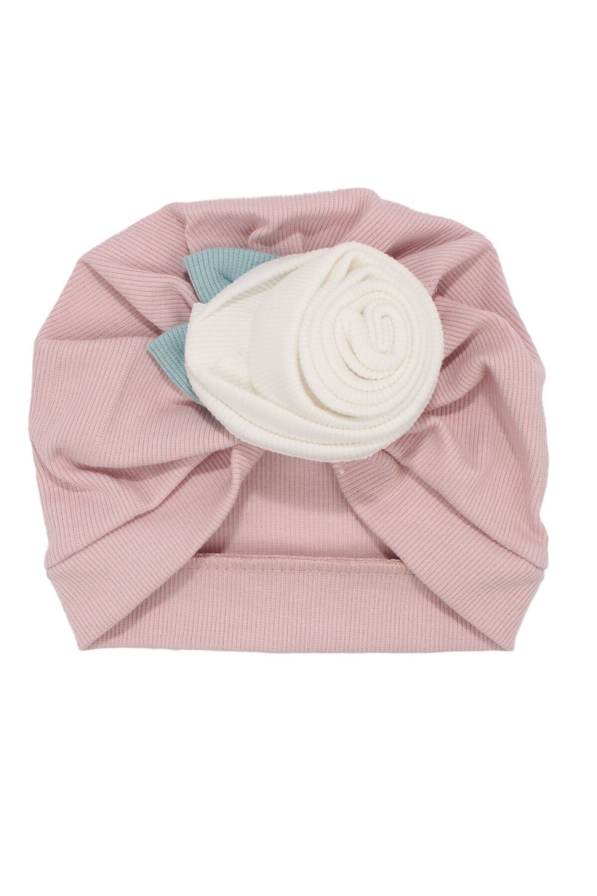 bebegen-Baby Girl Powder White Rose Buckle Bonnet 1