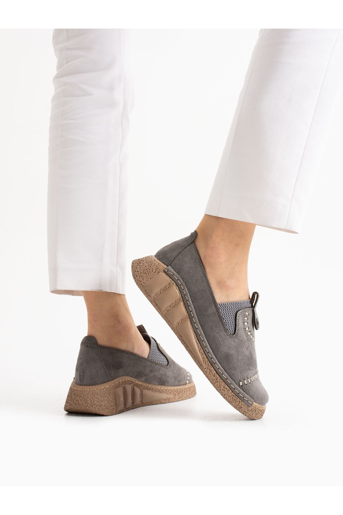 Alemdar Shoes-Loafer pentru femei ORBIT din piele intoarsa gri 3
